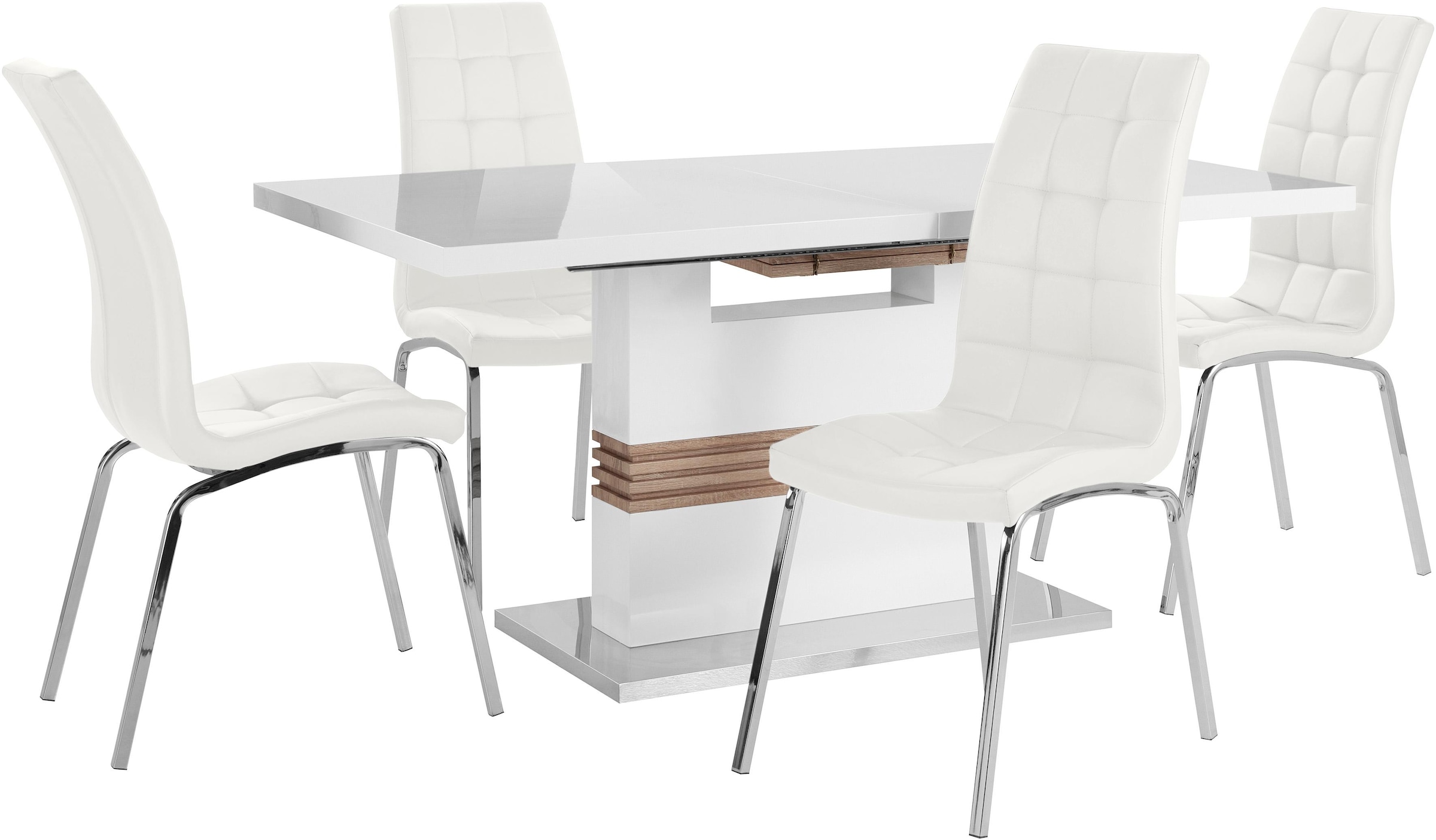 INOSIGN Essgruppe »Perez/Lila« Set, 5 Stk. tlg. mit 4 Stühlen, Tisch auszie günstig online kaufen