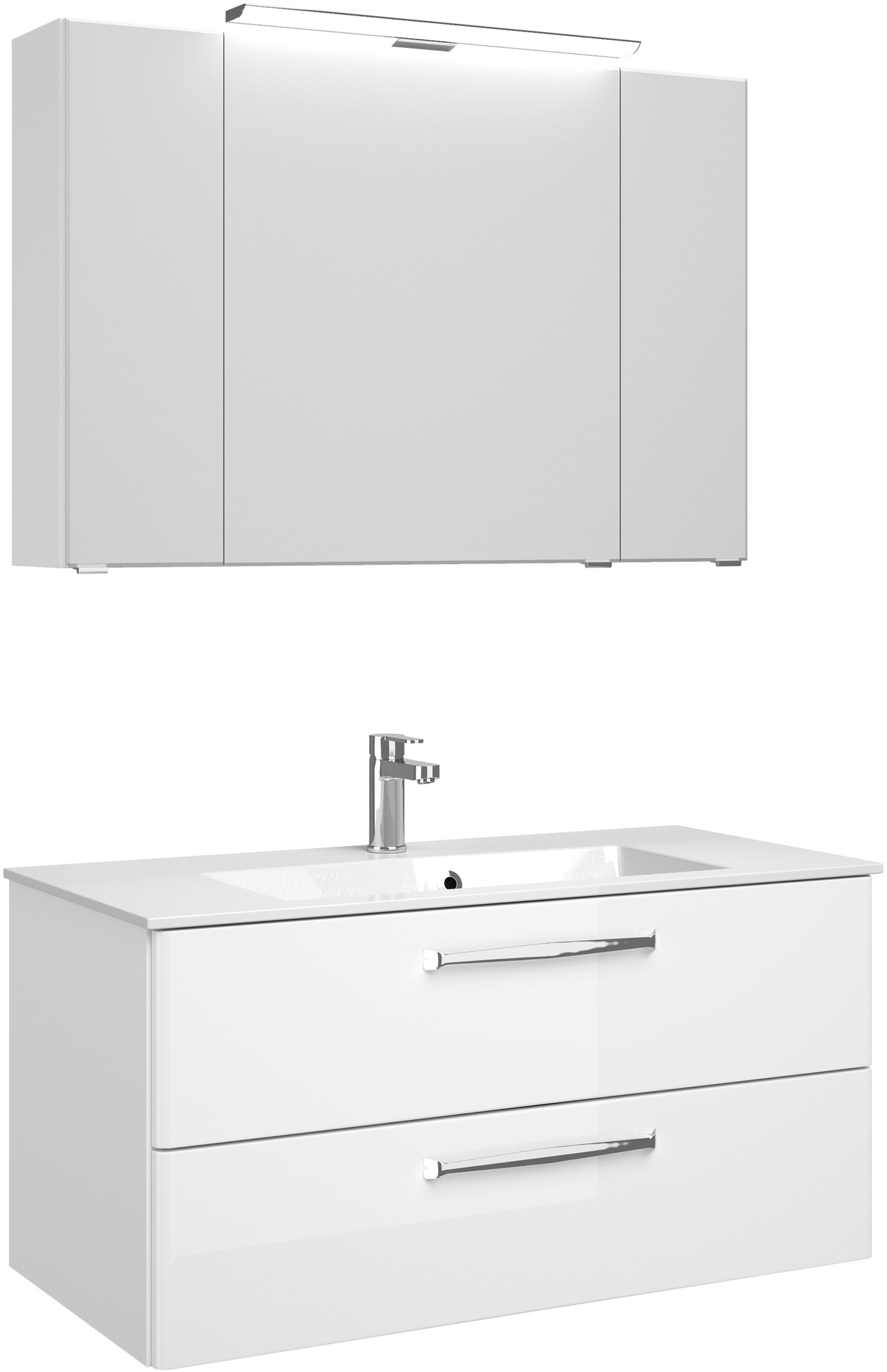 Saphir Badmöbel-Set »Trentino 2-tlg Mineralmarmor-Waschtisch, Spiegelschran günstig online kaufen