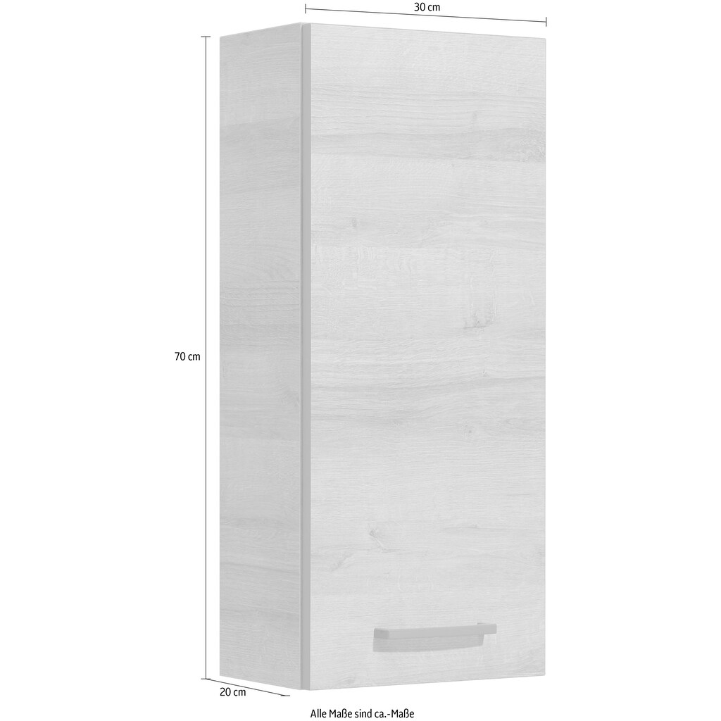 Saphir Hängeschrank »Quickset 919 Badschrank 30 cm breit mit 1 Tür und 2 Glas-Einlegeböden«, Badezimmer-Hängeschrank inkl. Türdämpfer, Griffe in Grau