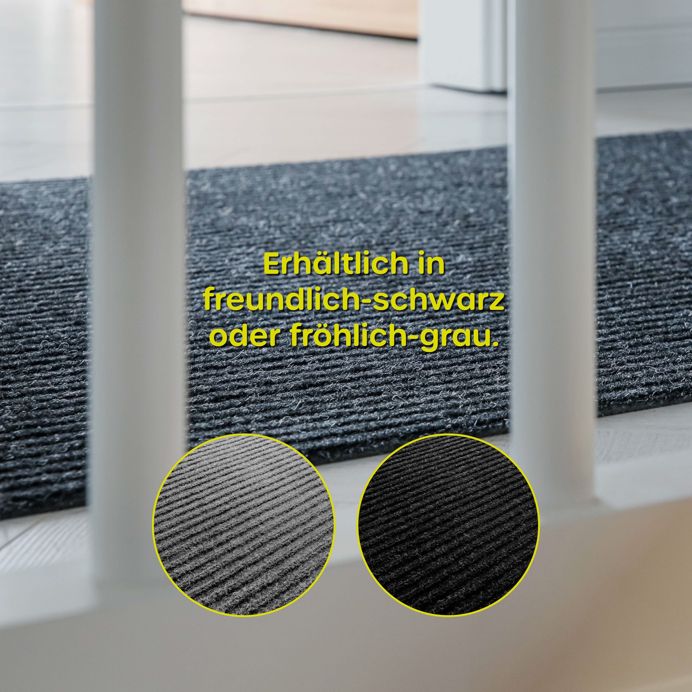 Wecon home Teppich »Buhai« quadratisch 3 mm Höhe ultraflacher Schmutzfangläufer, rutschfest, waschbar, wetterfest