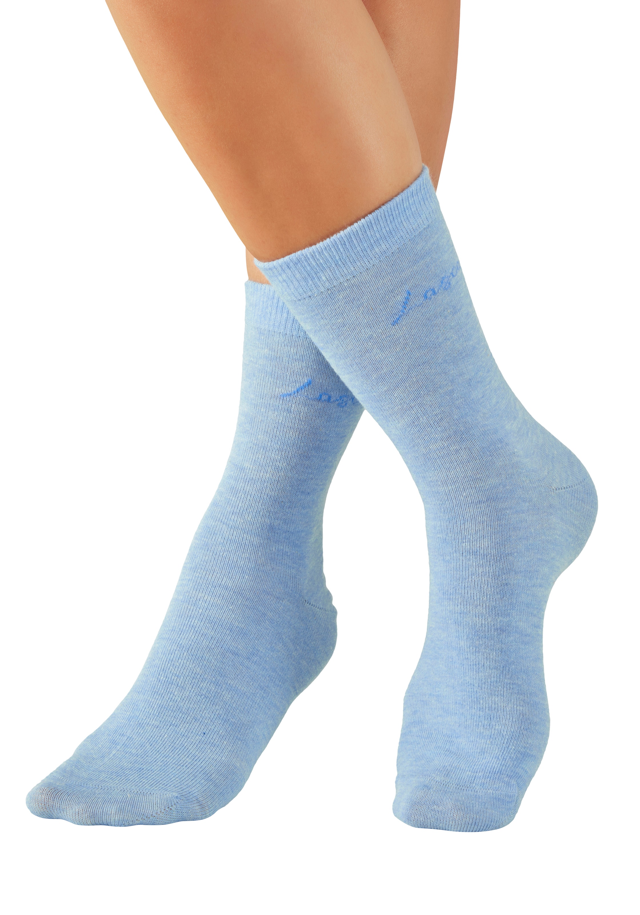 LASCANA Basicsocken »für Damen mit eingestricktem Markenlogo« Box, 7 Stk. tlg. in ansprechender Geschenkbox