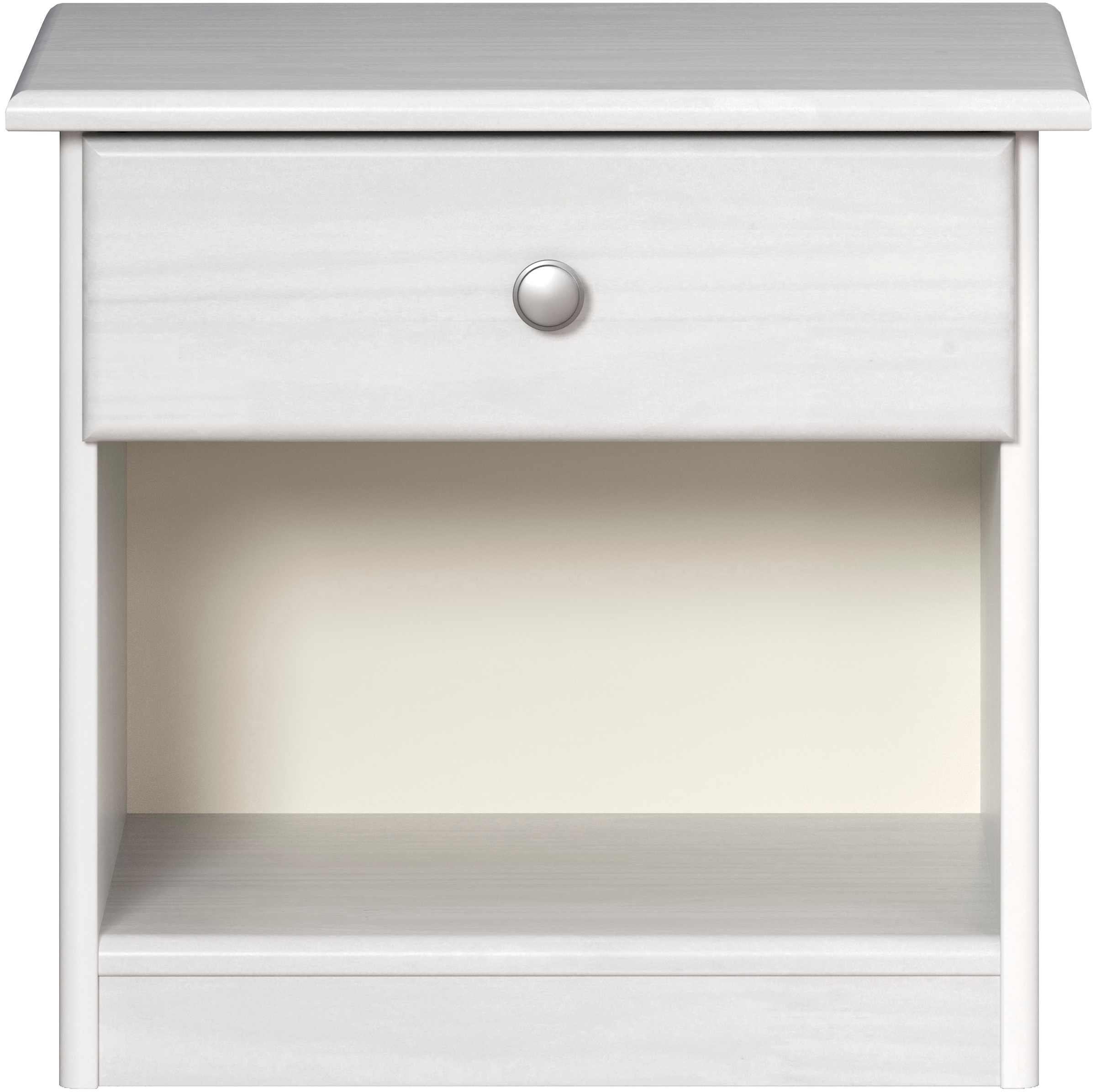Home affaire Nachtkommode »Delsbo Nachtschrank Schrank Schlafzimmer Beistellschrank«, (1 St., Landhaus Design aus Kiefernholz), Massivholz Nachttisch Weiß lackiert - Nachtkonsole (B/T/H) 44/34/41 cm