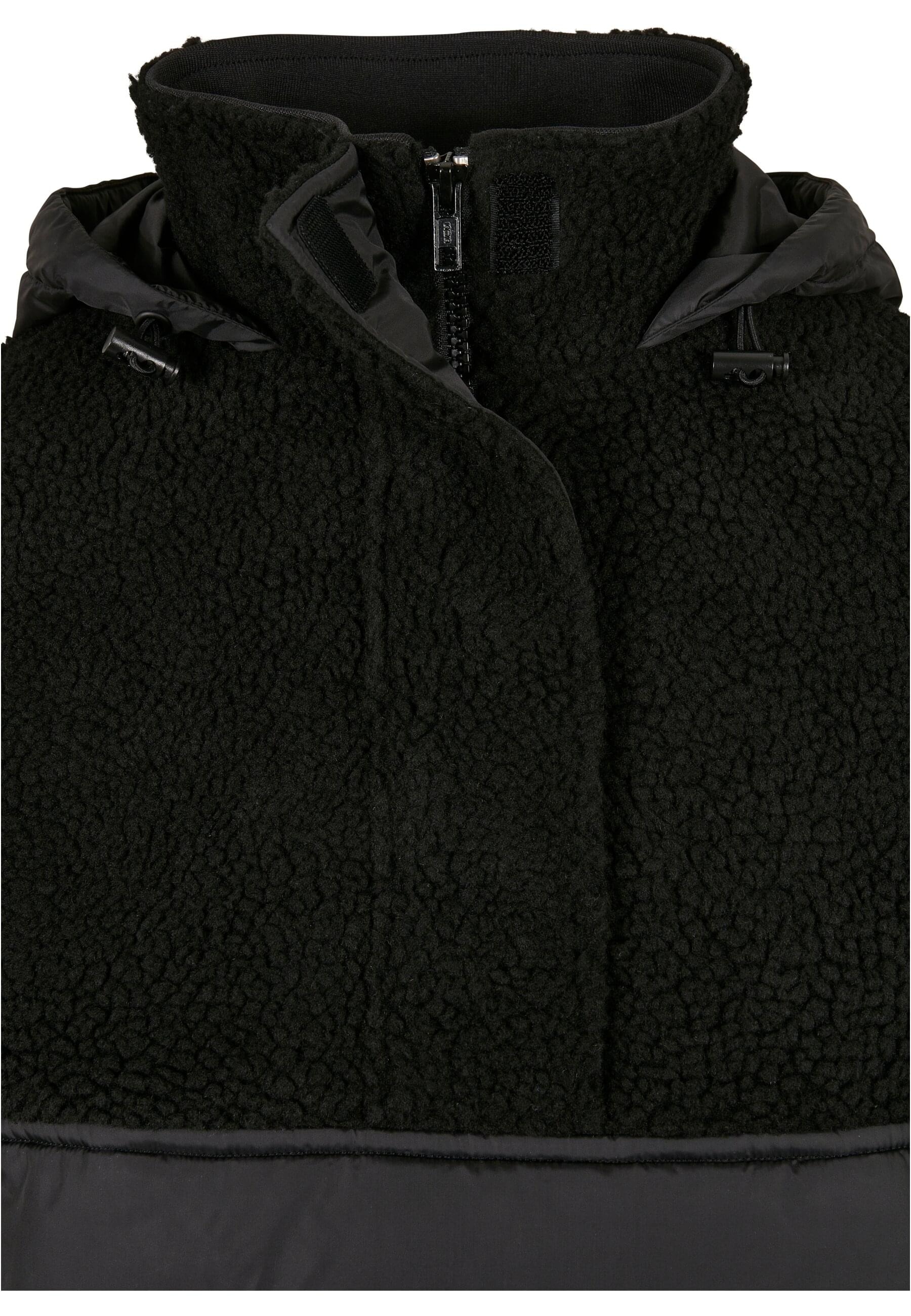 URBAN CLASSICS Winterjacke »Urban Classics Damen Ladies Sherpa Mix Pull Over Jacket« 1 Stk. tlg. mit Kapuze