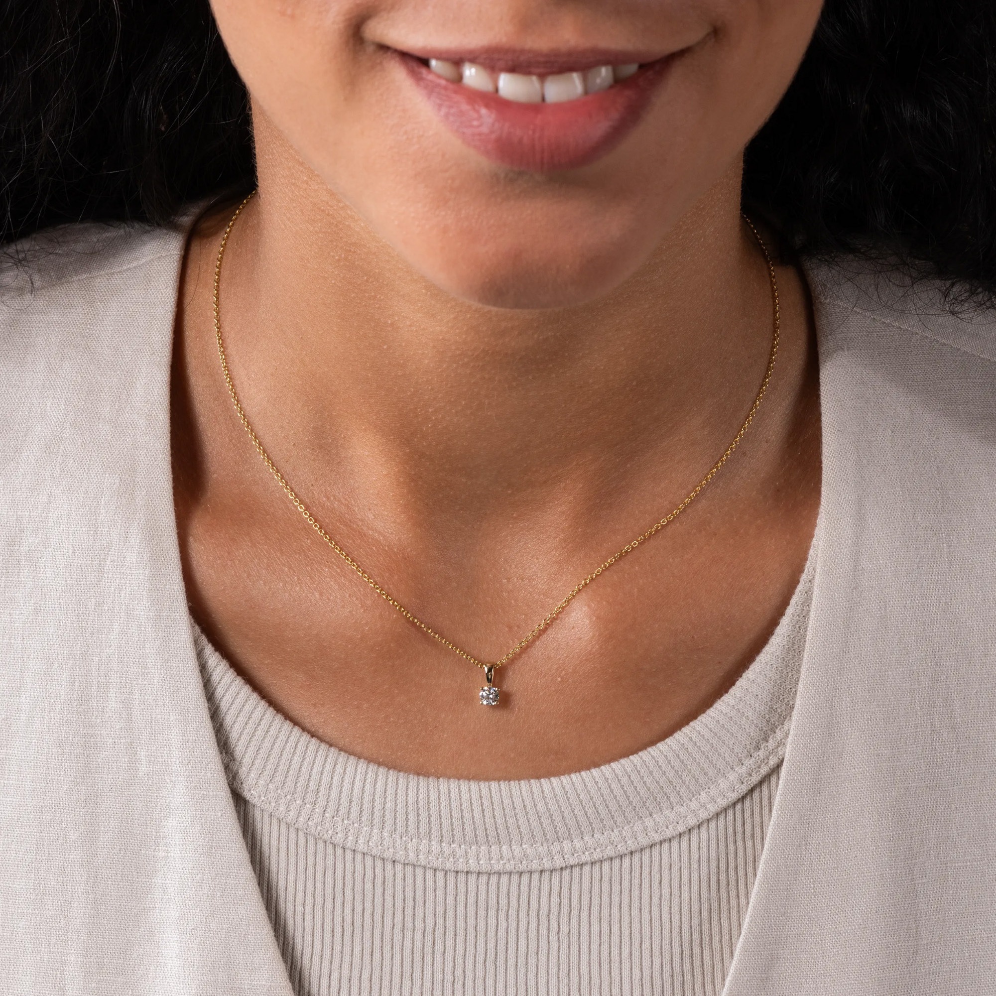 LYOMI Kettenanhänger »585/- Gelbgold 1 synth. Diam. 0,25 ct.«