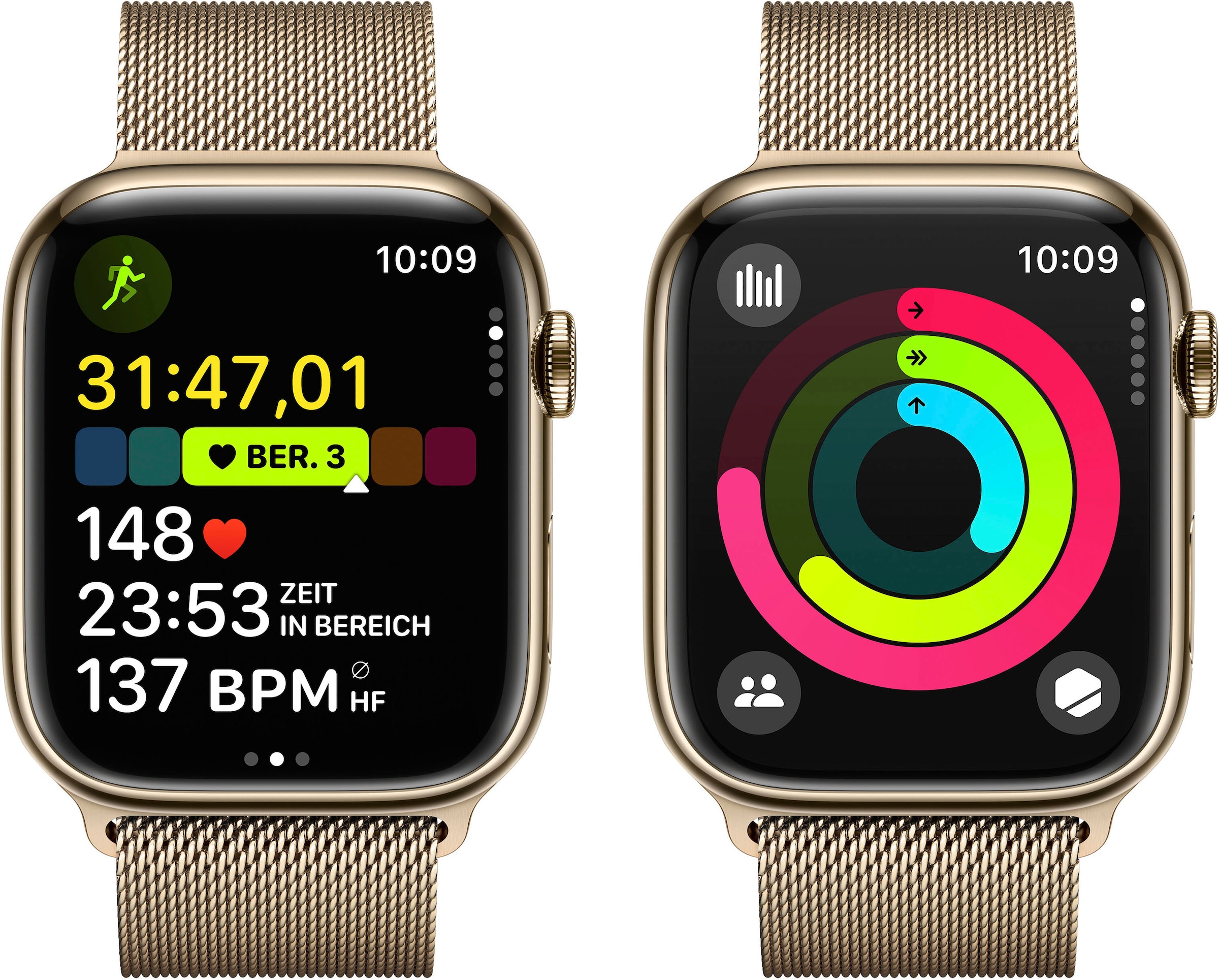 Apple Smartwatch »Watch Series 9 Edelstahl«, (4,5 cm / 1,77 Zoll), Watch OS 10, Milanese Loop)