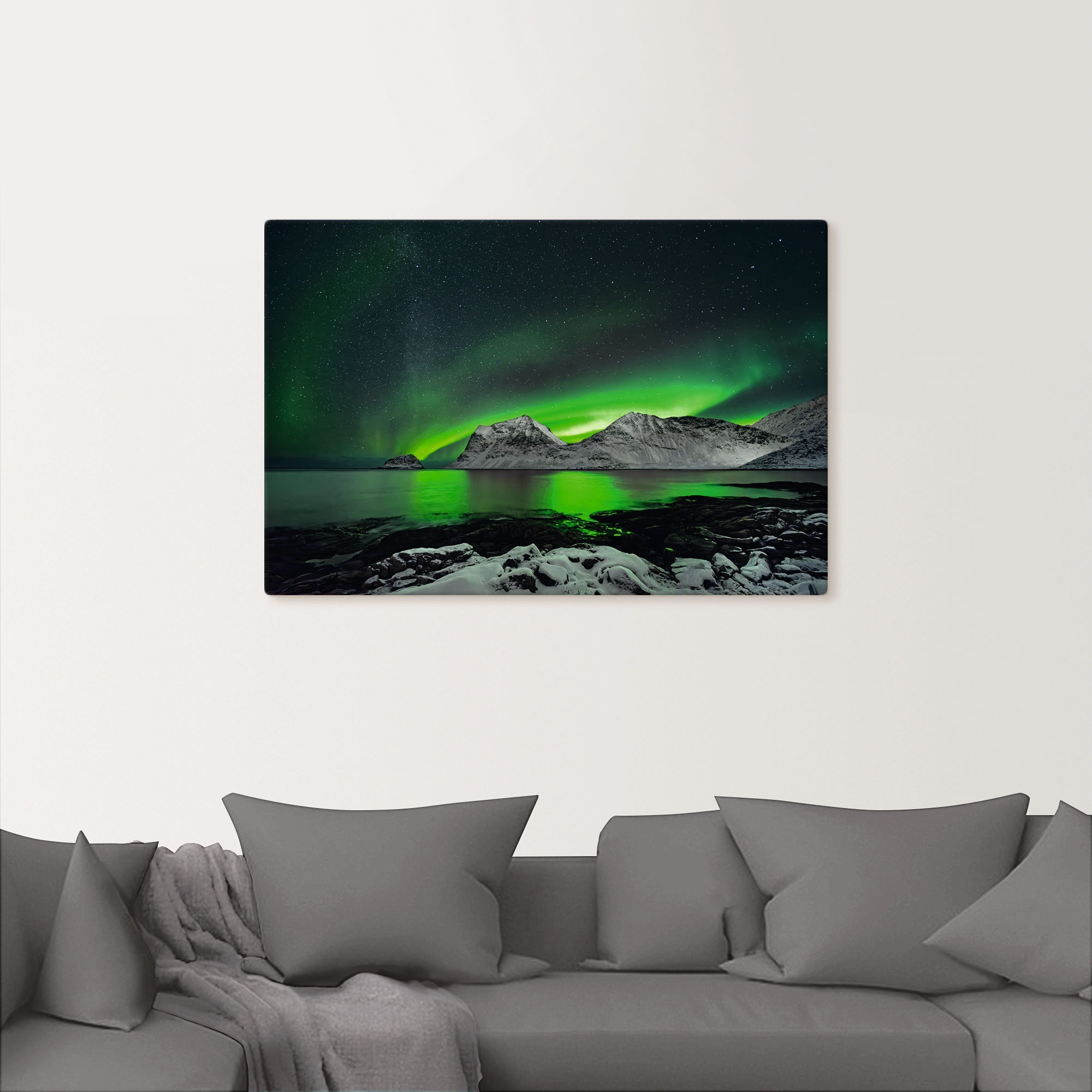 Artland Leinwandbild »Polarlicht über einer winterlichen Berg« Gewässer 1 S günstig online kaufen