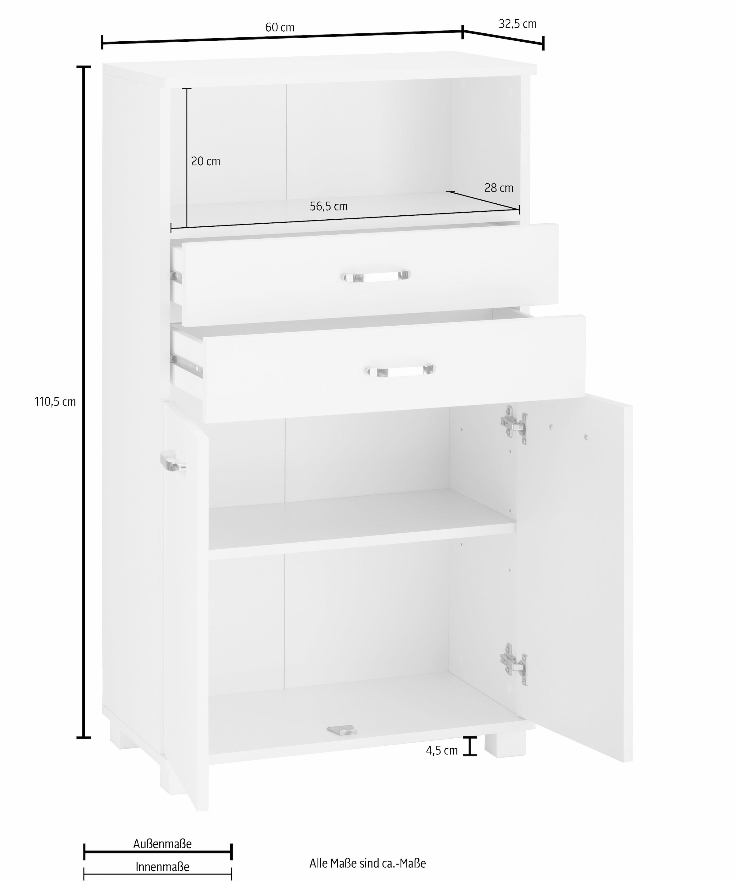 Schildmeyer Midischrank Metallgriffen, im cm, %Sale »Colli«, Badezimmerschrank mit Breite 60 Ablageboden jetzt