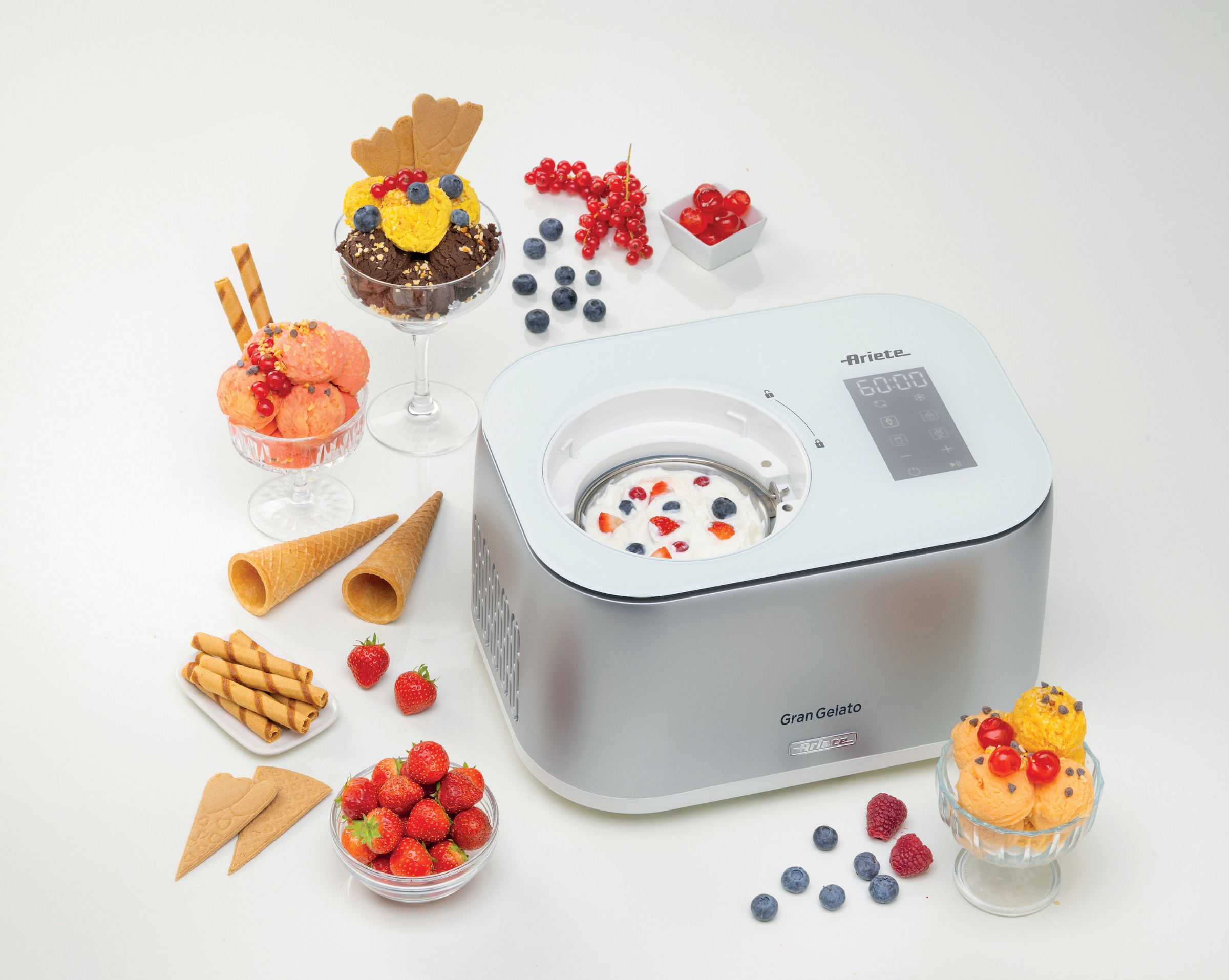 Ariete Eismaschine »Gran Gelato« 1 l 100 W Die integrierte Nachkühlfunktion Hält dein Eis bis zu 1 Stunde kühl.
