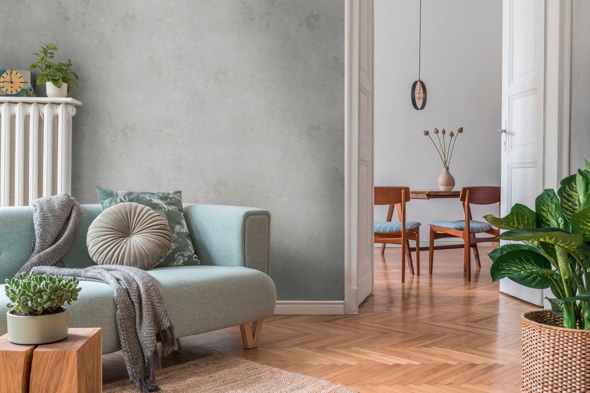 A.S. Création Vliestapete »THE BOS Putzoptik Metallic« leicht glänzend | matt leicht strukturiert Strukturtapete, Tapeten Wohnzimmer Schlafzimmer Küche modern Design