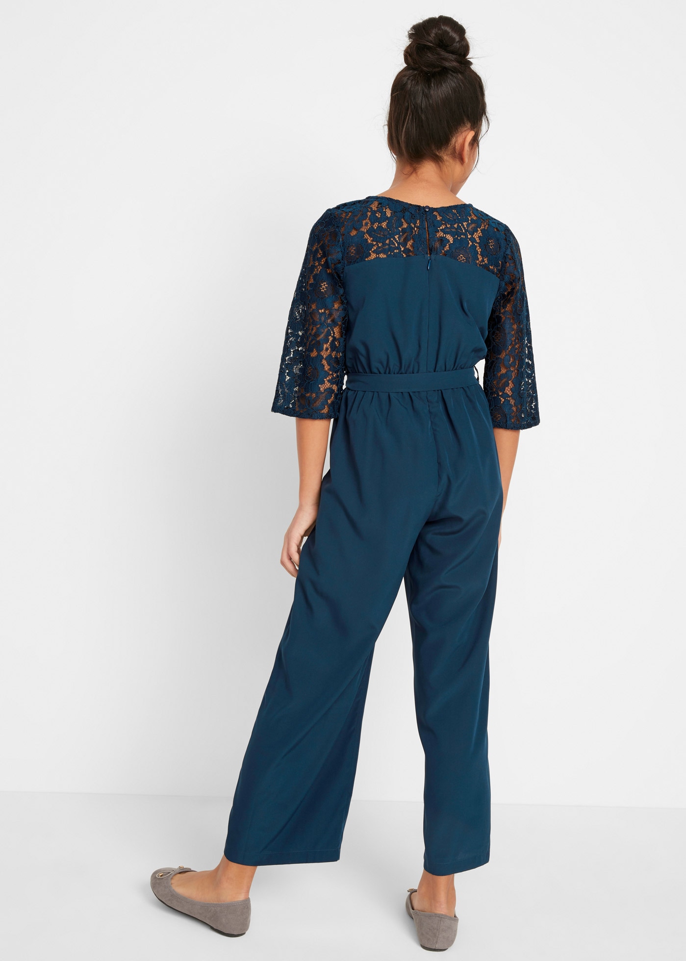 bonprix Jumpsuit 1 für festliche Anlässe, mit Bindegürtel in der Taille, weite Hose