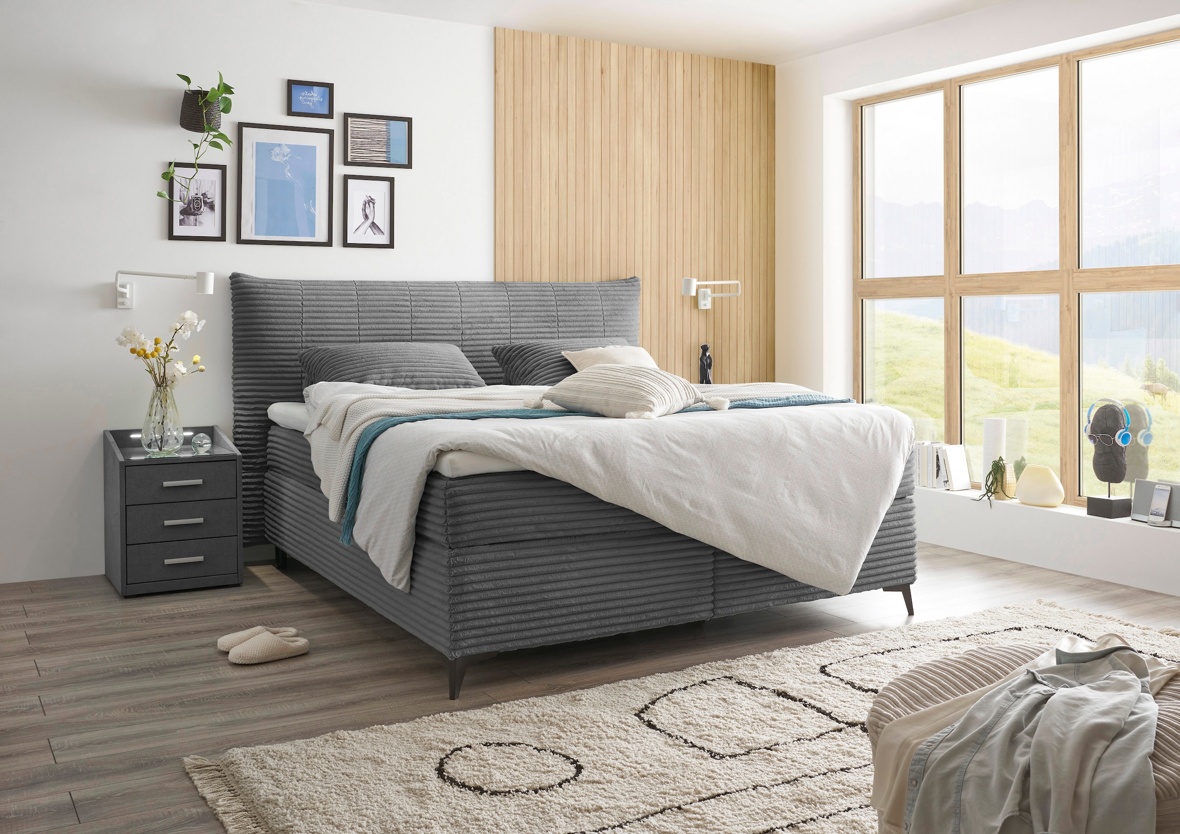 ED EXCITING DESIGN Boxspringbett »Seattle«, harte Seite mit Kokosmatte, wei günstig online kaufen