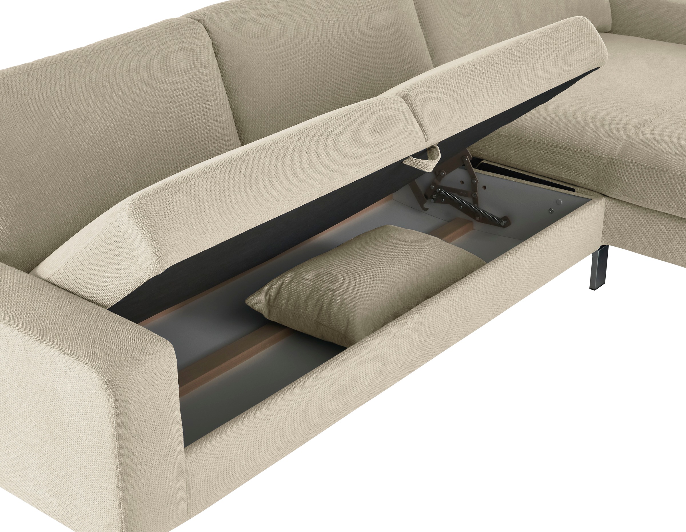 3C Candy Ecksofa »Lecce, wahlweise PUR-Schaumstoff oder Tonnentaschenfederkern«, Bett im 2,5-Sitzer, teilmotorische Schlaffunktion im Longchair, L-Form