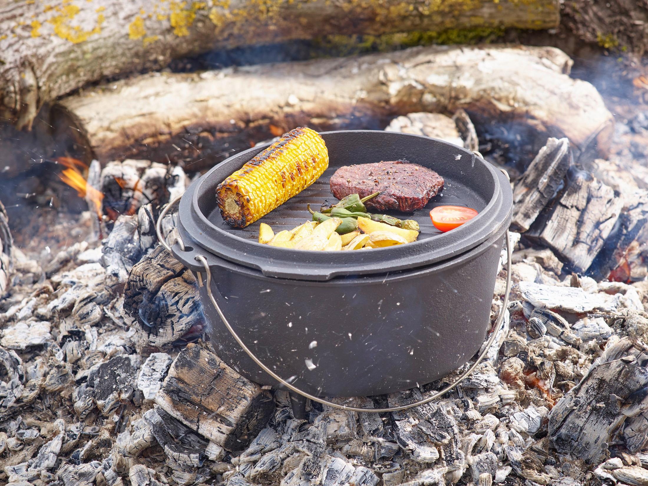 ECHTWERK Schmortopf »Dutch Oven«, Gusseisen bestellen Kochtopf, Feuertopf, auf BBQ tlg.), 7,6 bereits eingebrannt, Raten (1 Gusseisen, Liter