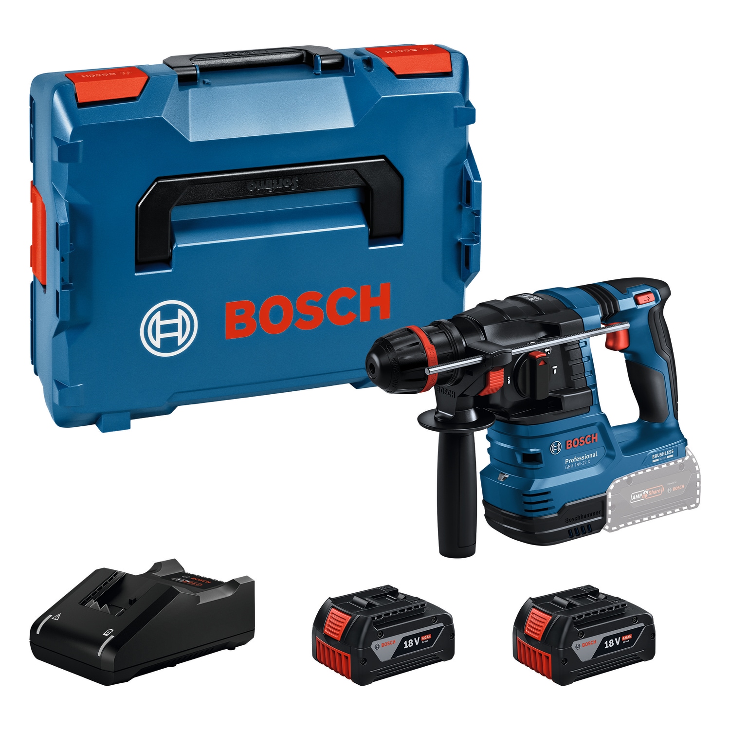 Bosch Professional Akku-Bohrhammer »GBH 18V-22 X«, (Set), mit ONECHUCK, inkl. 2 Akkus und Ladegerät