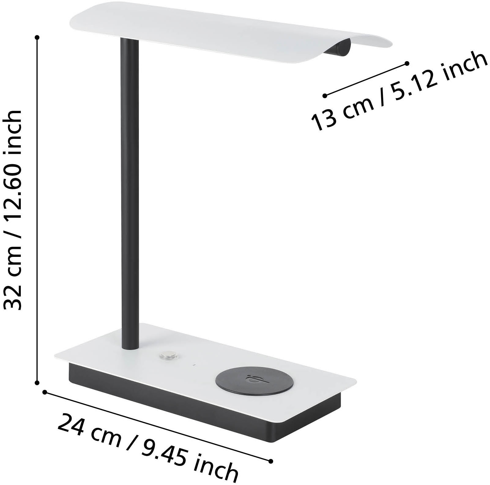 EGLO Tischleuchte »ARENAZA Schreibtischleuchte - kabellose Ladefunktion« LED-Modul 1 Stk. Warmweiß Tischleuchte, Warmweiß, Induktionsladefläche, Touch, dimmbar, 3000K