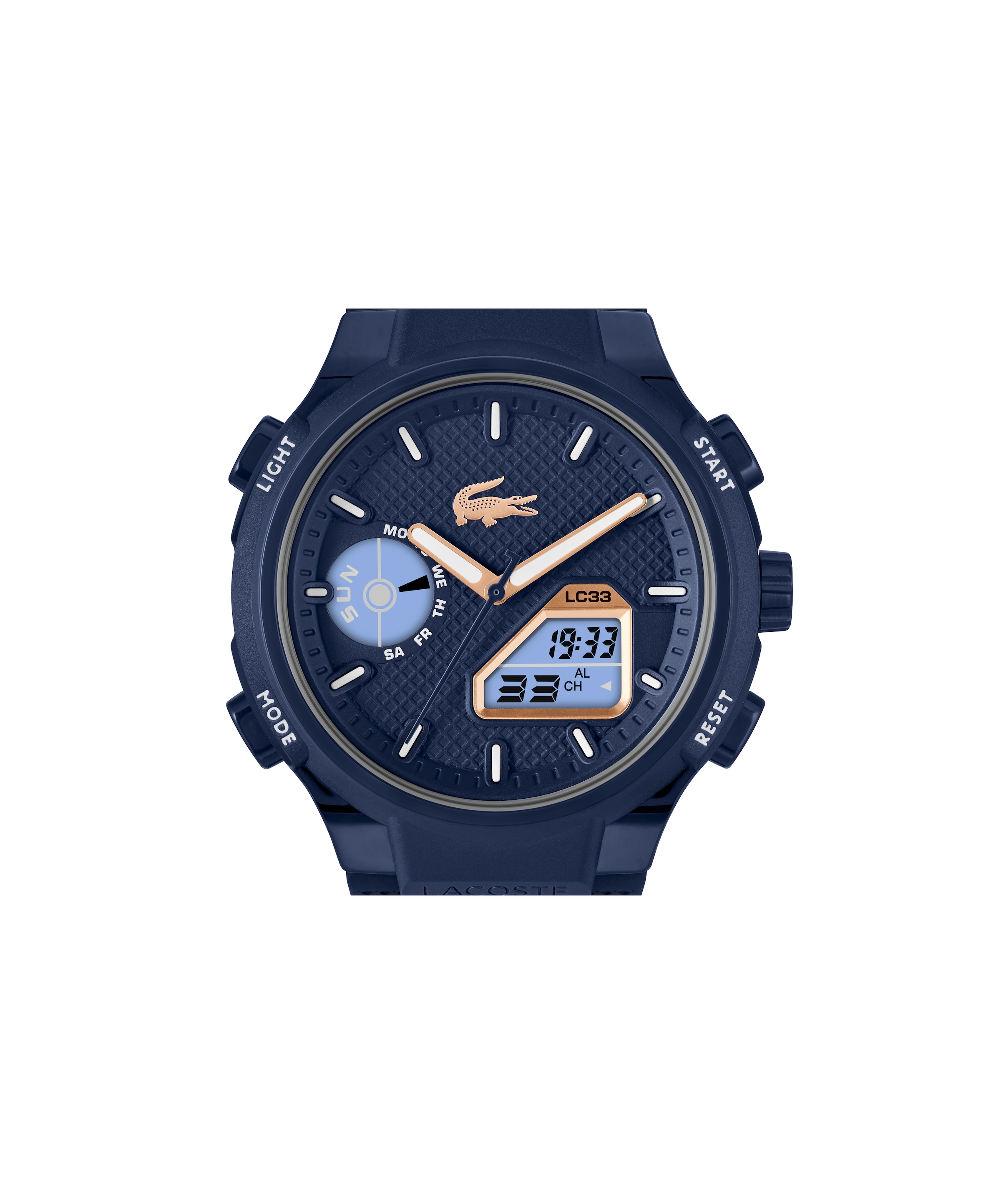 Lacoste Chronograph »LC33«, Quarzuhr, Armbanduhr, Herrenuhr, Silikonarmband, analog, digital, Tag