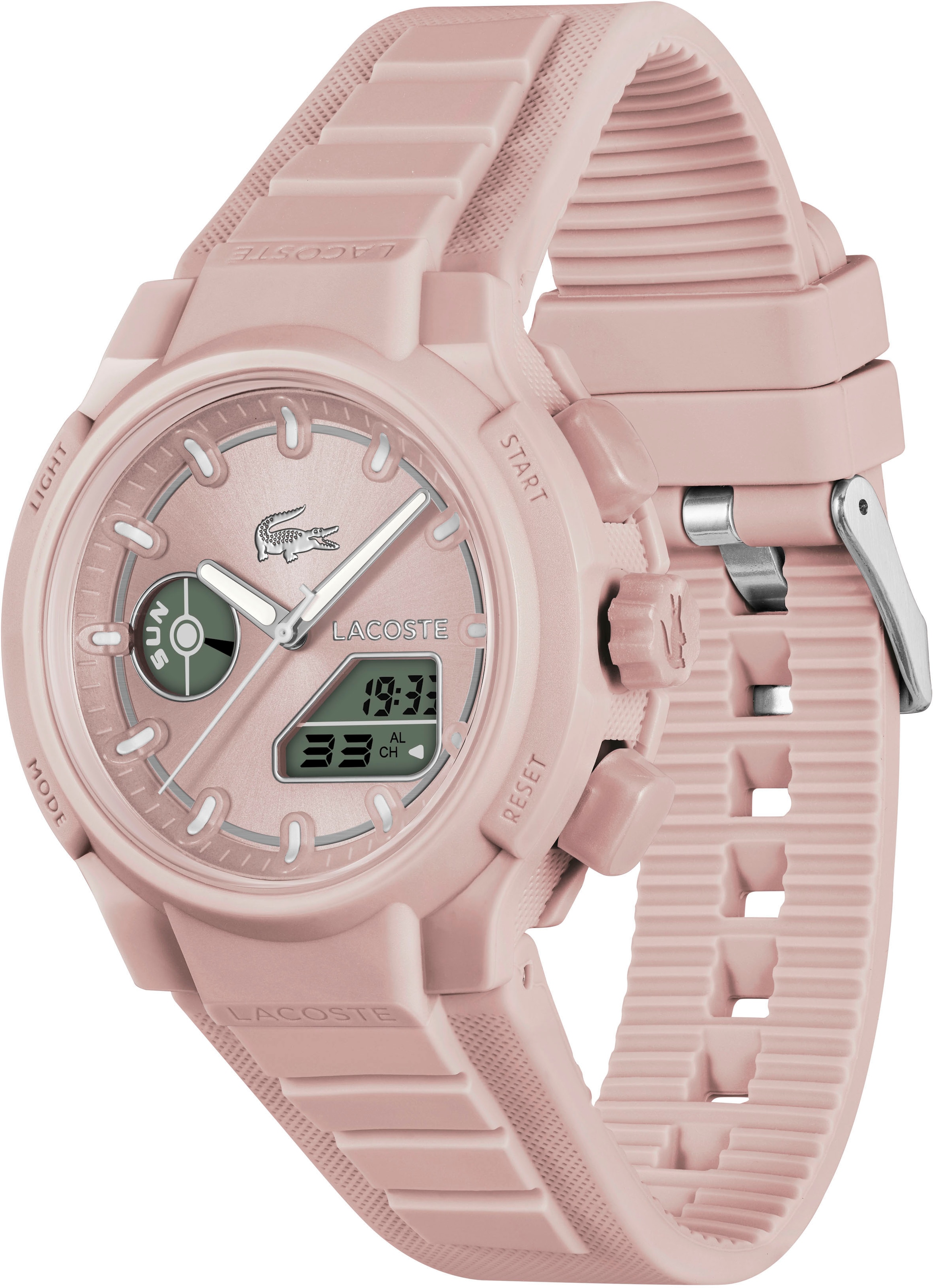 Lacoste Chronograph »LC33«, Armbanduhr, Damenuhr, Silikonarmband, analog, digital, Stoppfunktion