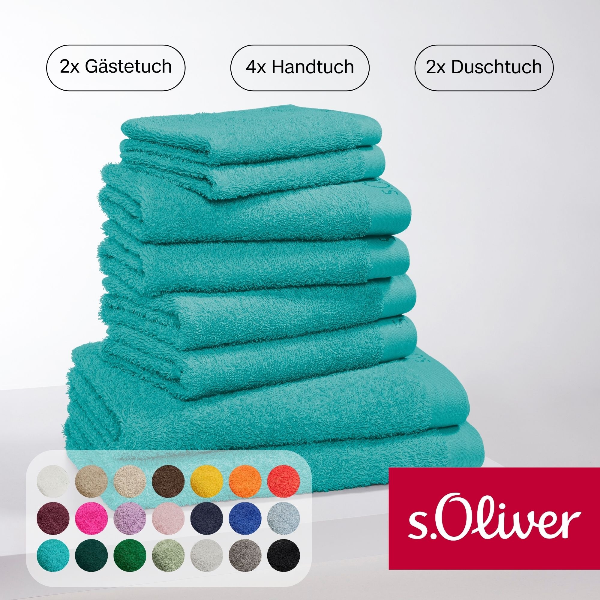 S.Oliver Handtuch Set »s.Oliver, Premium Qualität, 600 Gr/m²« Set 8 Stk. Walkfrottier 2 Gästetücher 30x50, 4 Handtücher 50x100, 2 Duschtücher