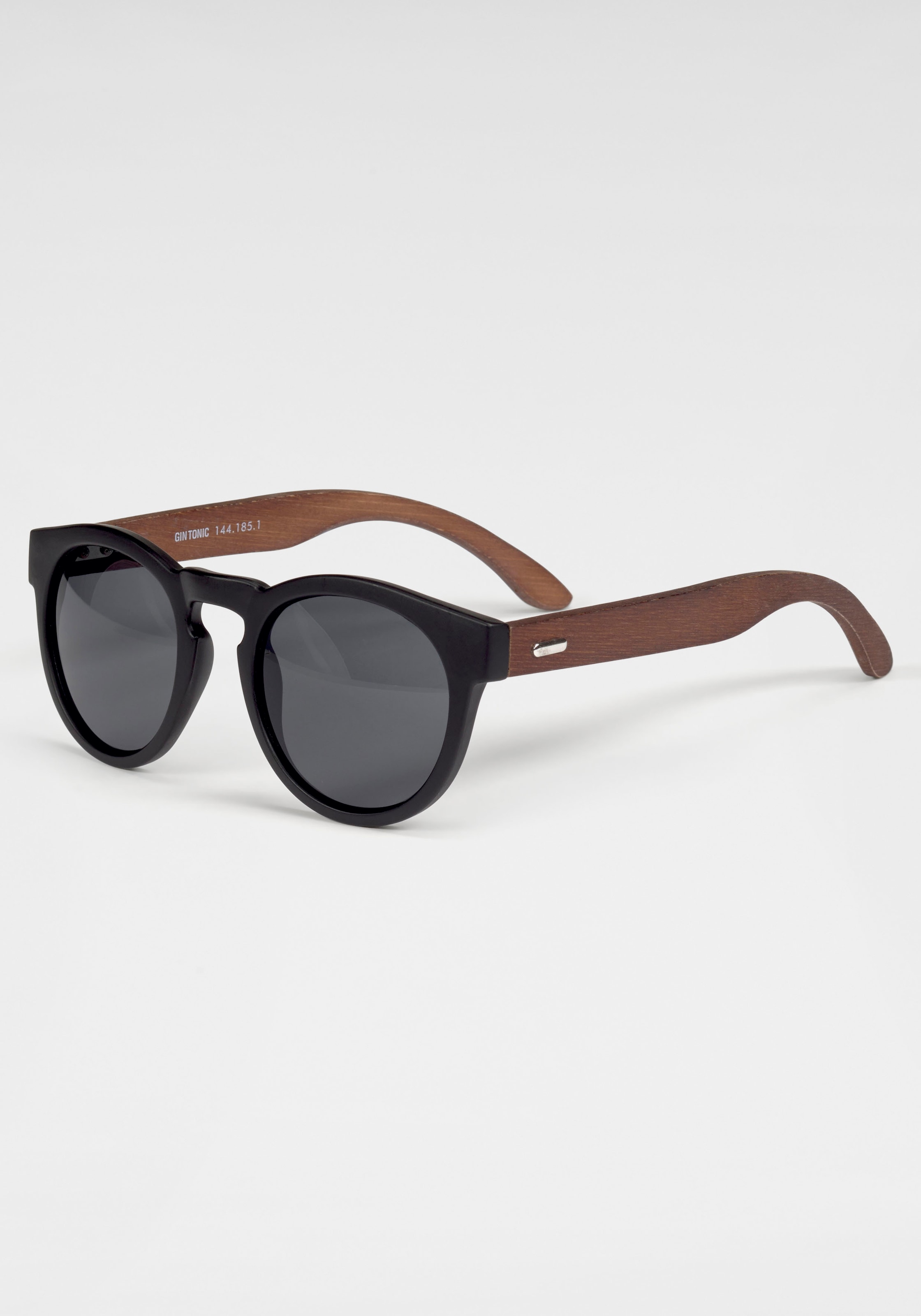Gin Tonic Sonnenbrille, Runde Vollrandsonnenbrille mit Echtholzbügeln