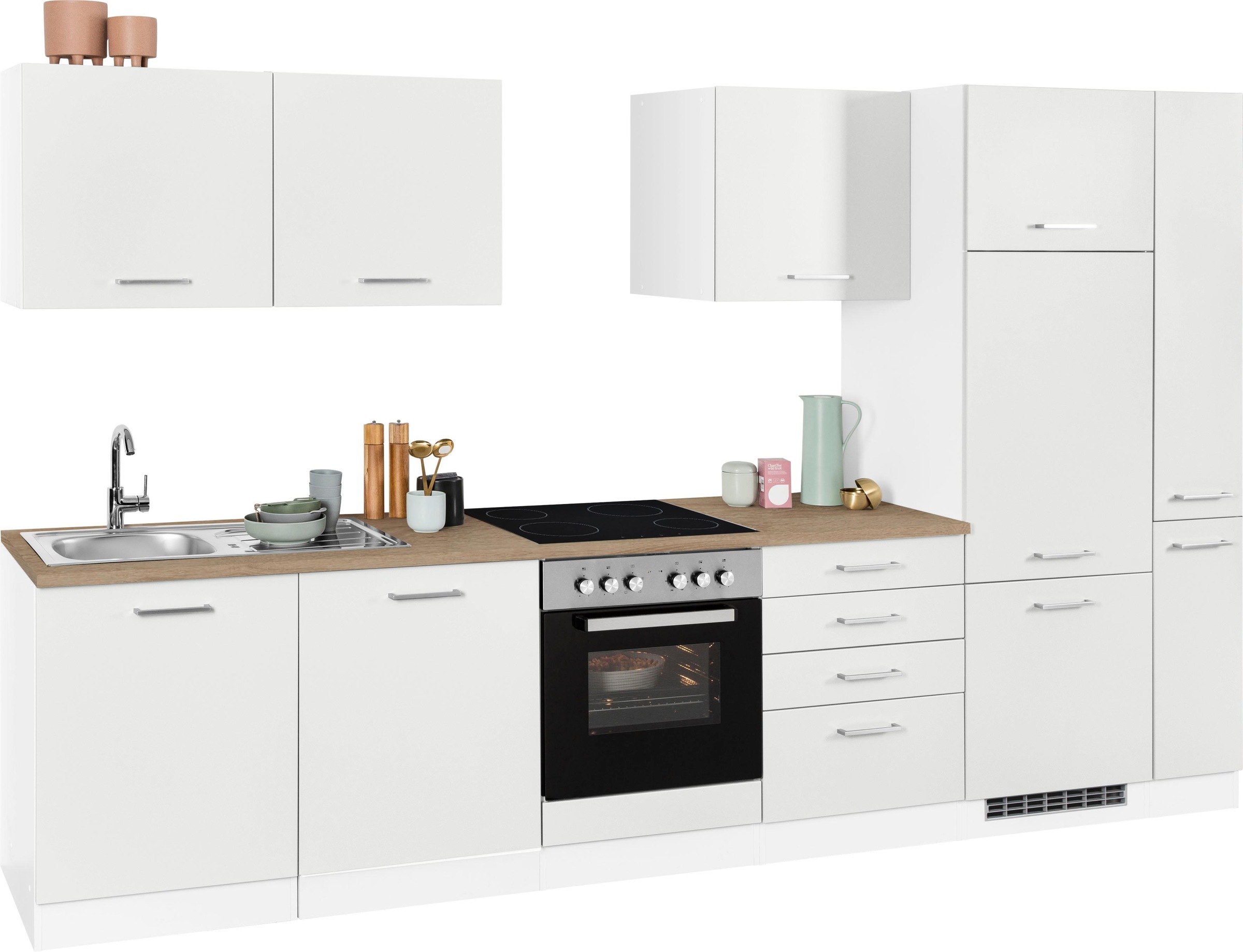 KOCHSTATION Küchenzeile »KS-Visby«, ohne E-Geräte, Breite 330 cm für Kühlschrank