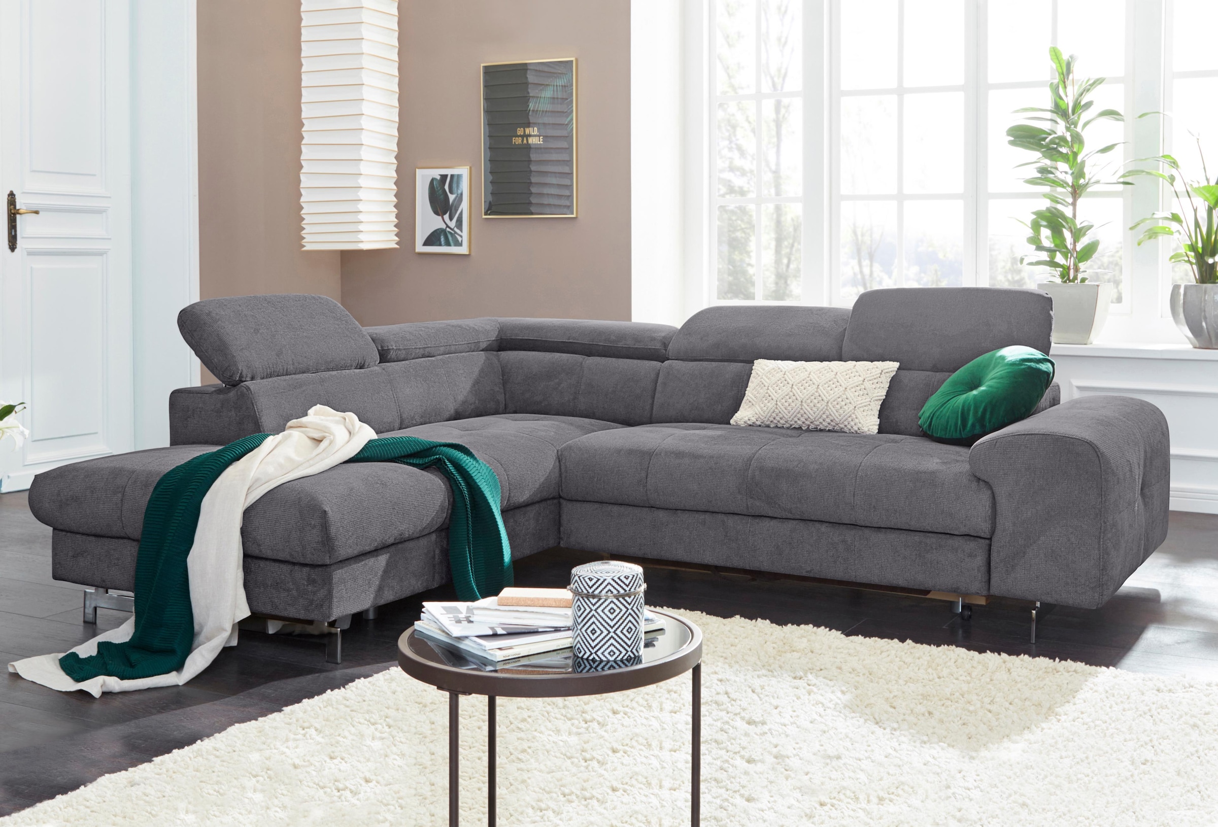 COTTA Ecksofa »Chef L-Form«, mit Kopfteilverstellung, wahlweise mit Bettfunktion & Bettkasten