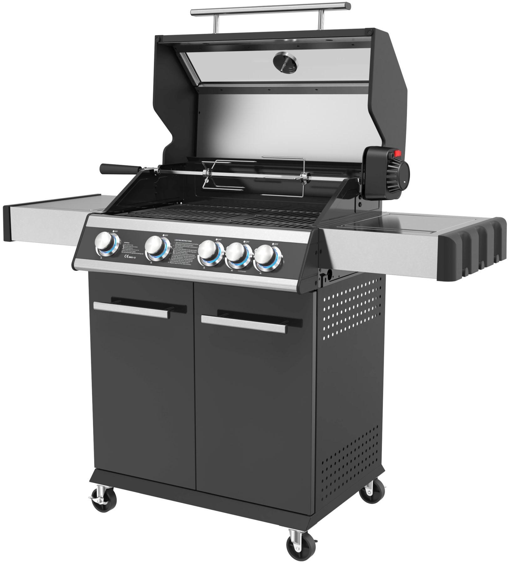 EL FUEGO Gasgrill »Columbia« mit Glassichtfenster im Deckel schwarz