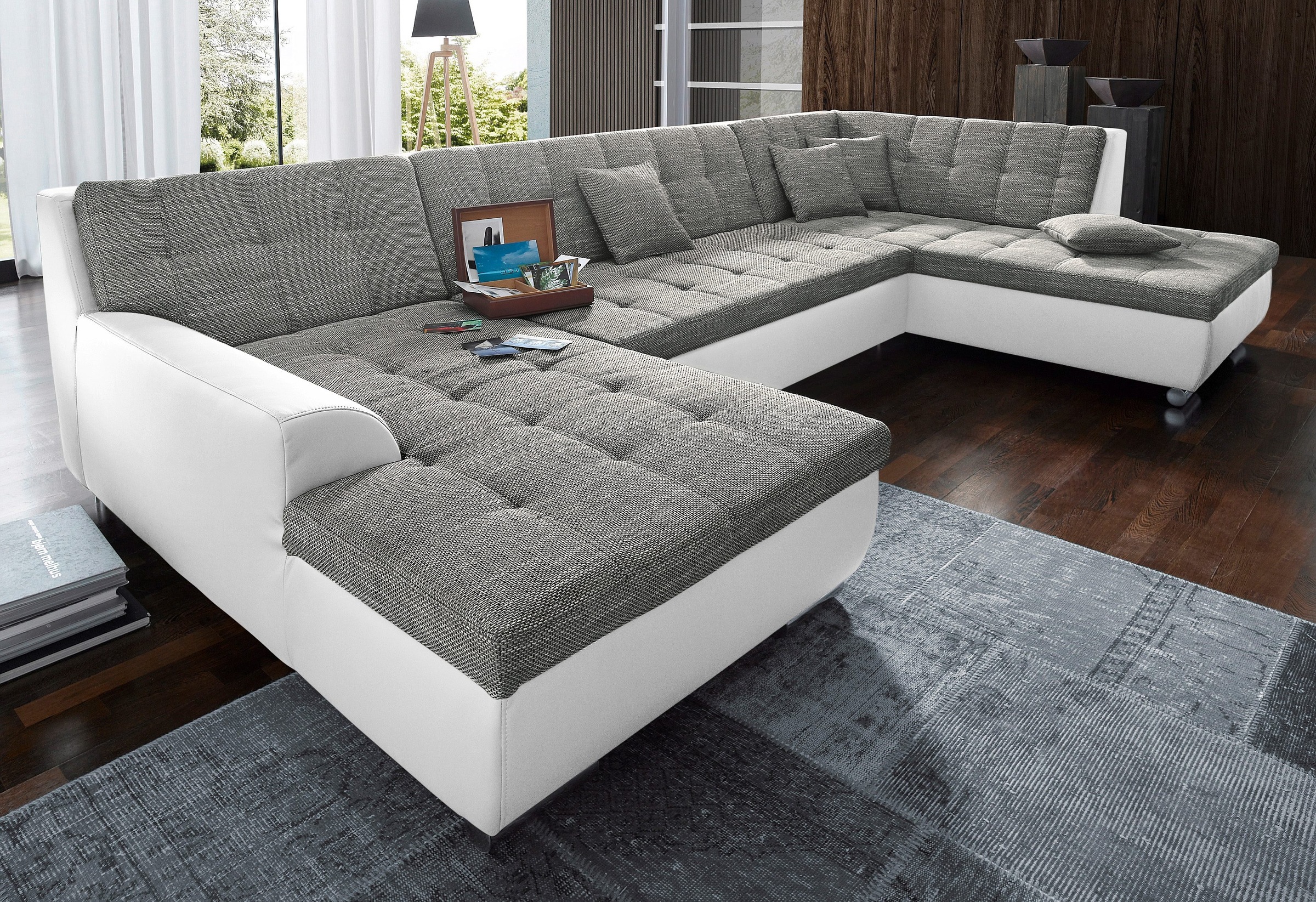 DOMO collection Wohnlandschaft »Treviso incl. Zierkissen, moderne Steppung, günstig online kaufen