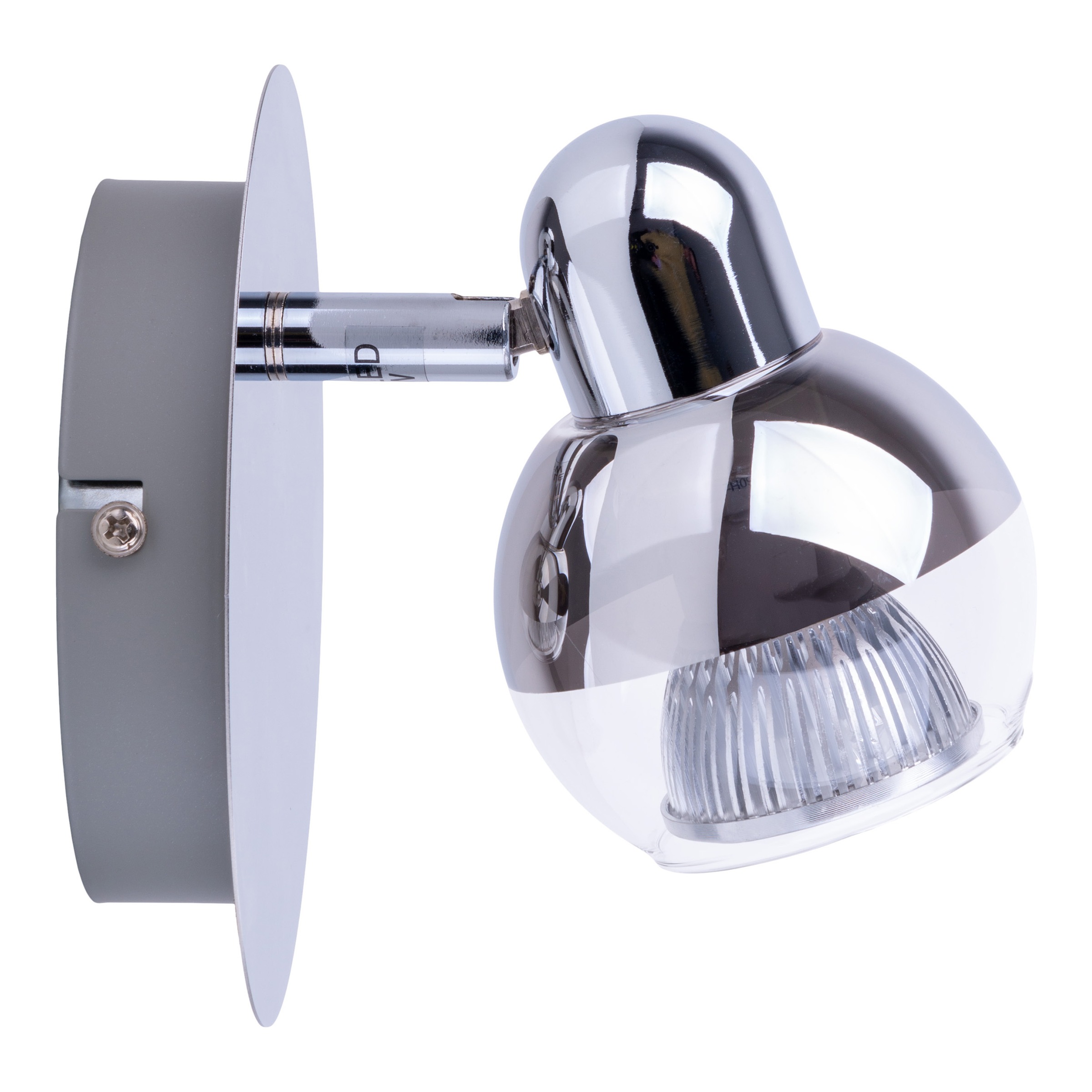 näve Wandstrahler »Boccia«, 1 flammig, Leuchtmittel GU10 | LED wechselbar, 1flg. incl. LED GU10 6W, chrom, Glasschirm, verstellbarer Spot, D:14cm