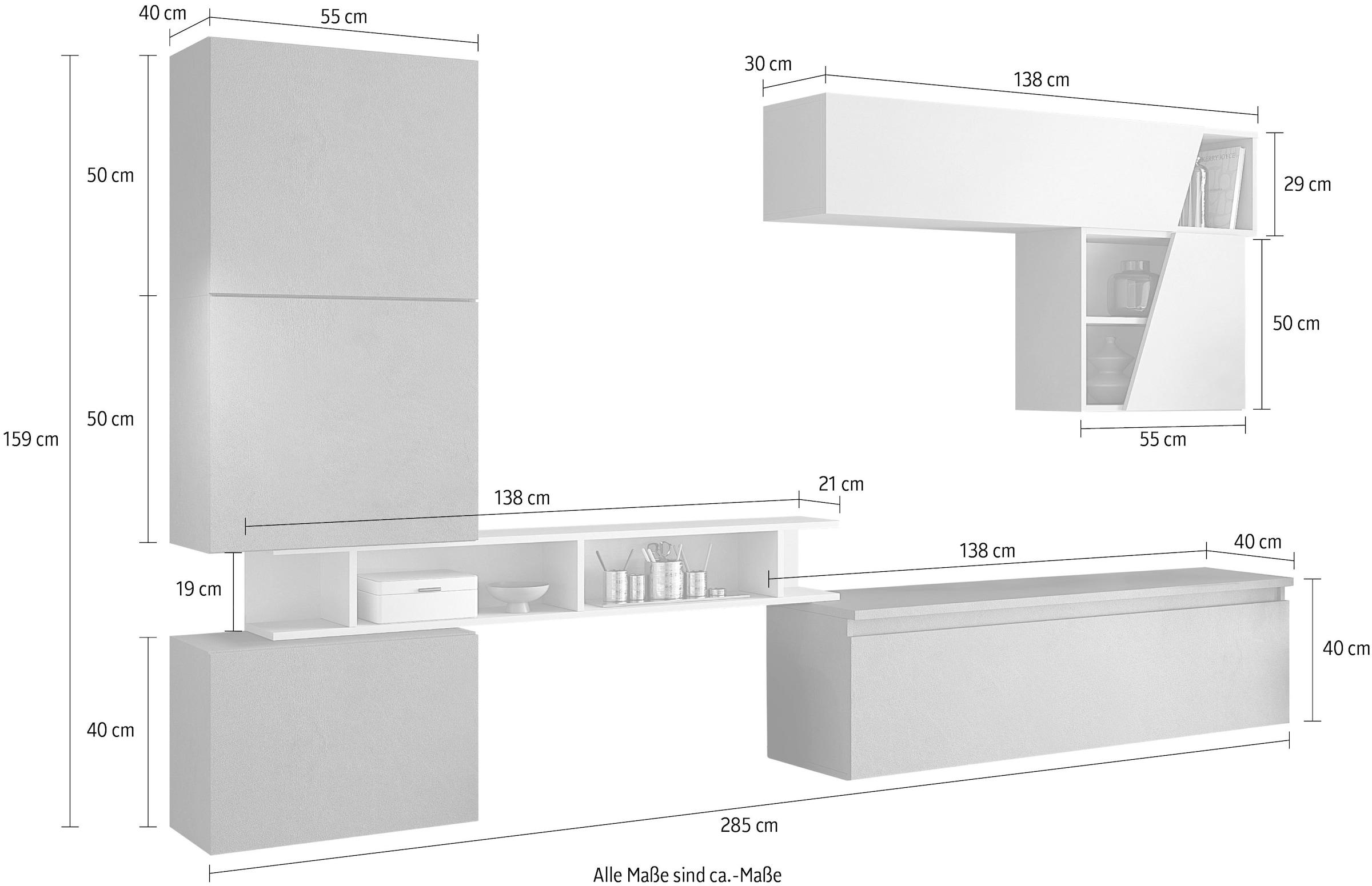 Home affaire Wohnwand »Infinity, 7tlg. Breite 285 cm, moderne Mediawand« 7 Stk. tlg.