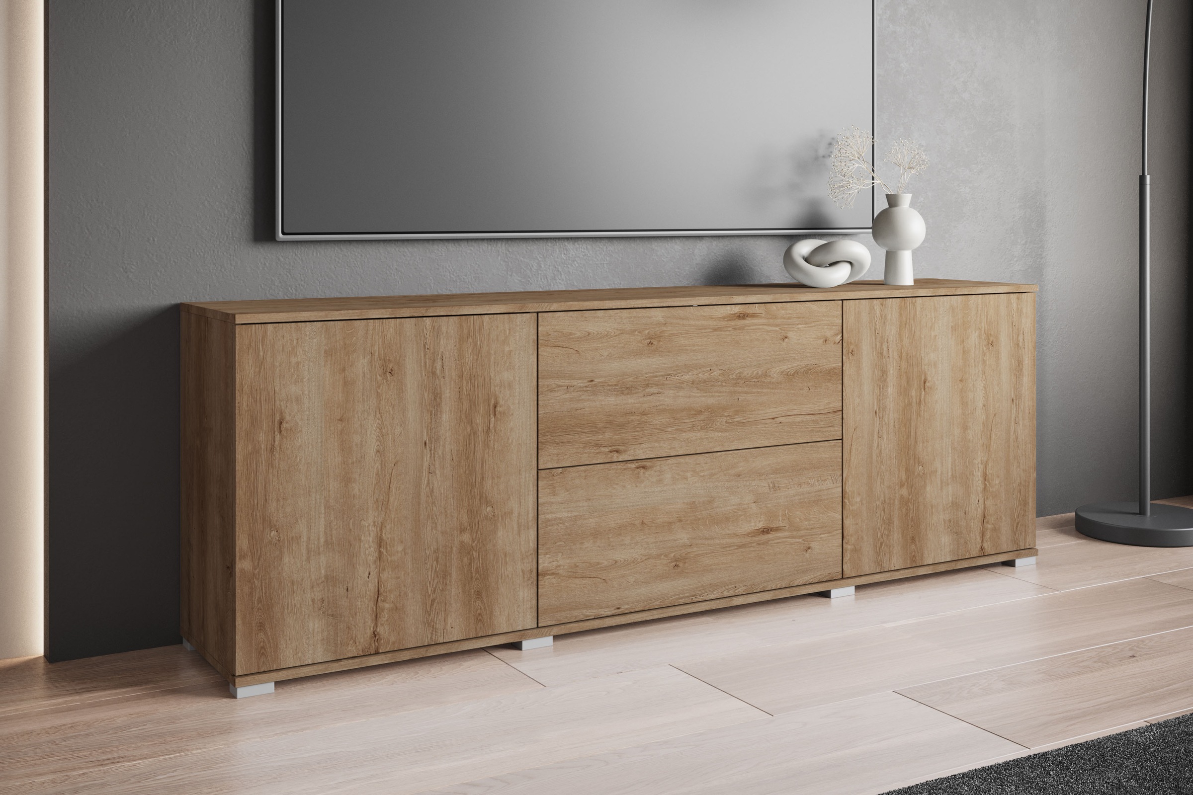 INOSIGN Lowboard »Kenia«, (1 St.), Der moderne TV-Schrank, mit 2 Türen und 2 Schubladen, Breite 180 cm