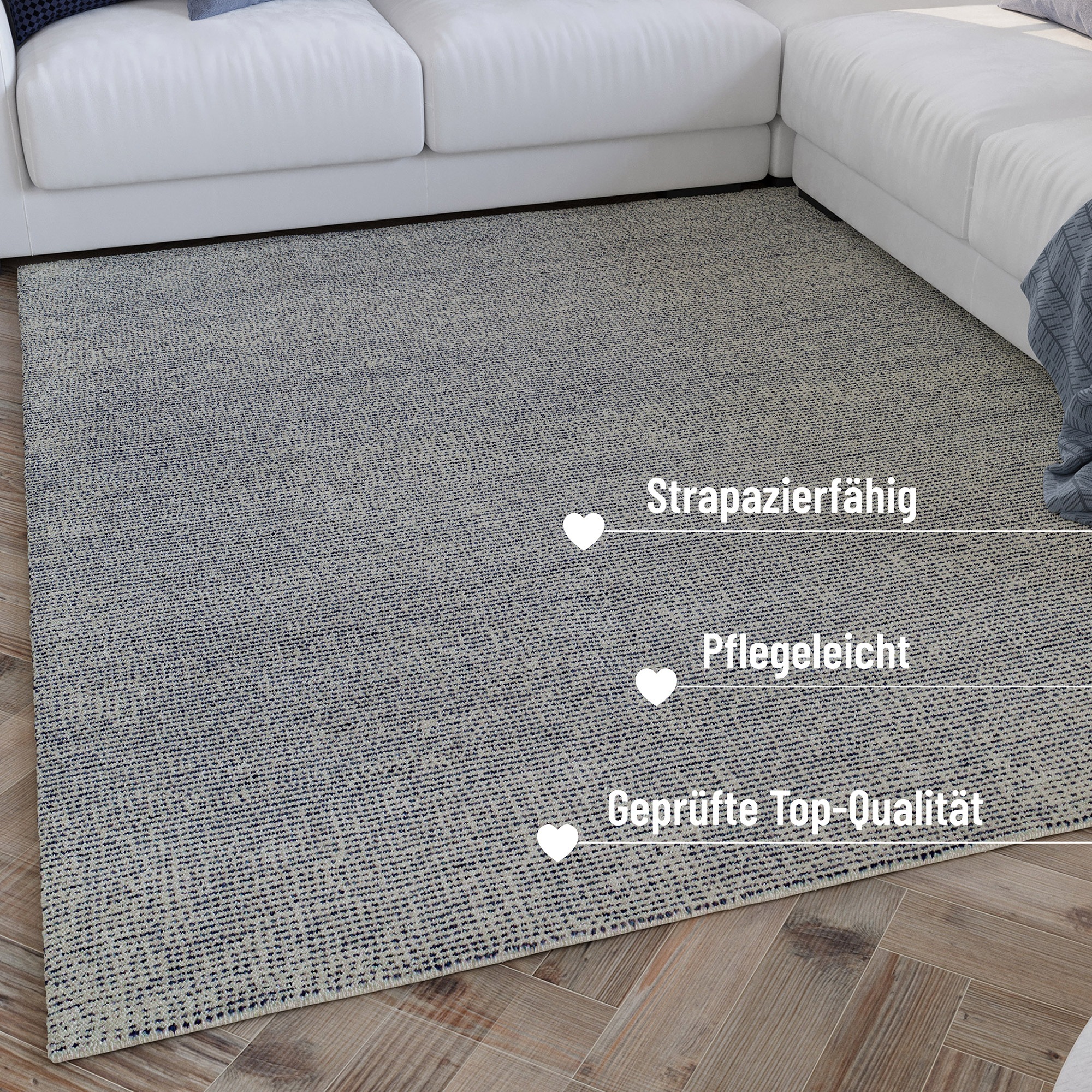 Wecon home Teppich »Hamptons THIRTYTWO«, rund, 15 mm Höhe, Kurzflor, Wohnzimmer, Schlafzimmer, elegant, robust, Linien Muster