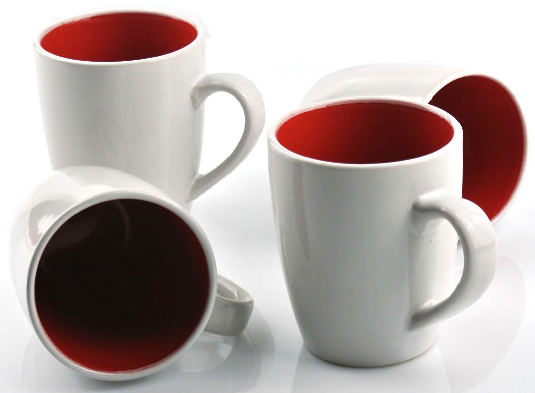 Retsch Arzberg Kombiservice »Geschirr-Set, Service NOVA SQUARE«, (Set, 16 tlg., je 4 Frühstücksteller, Speiseteller, (Henkel-)Becher, Schalen), Bicolor-Look, 16 Teile, für 4 Personen