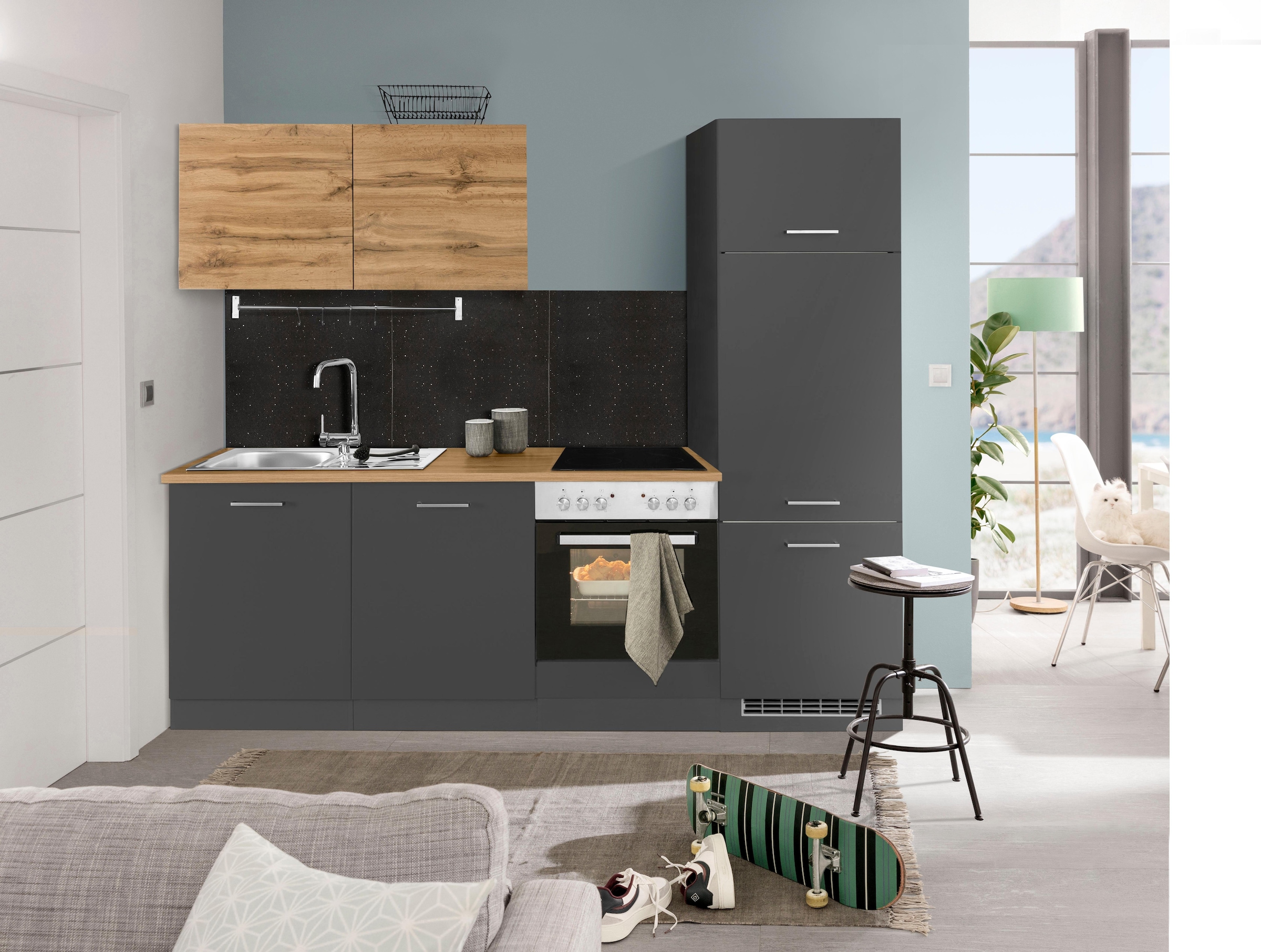 KOCHSTATION Küchenzeile »KS-Kehl«, ohne E-Geräte, Breite 240 cm, für Kühlschrank und Geschirrspüler