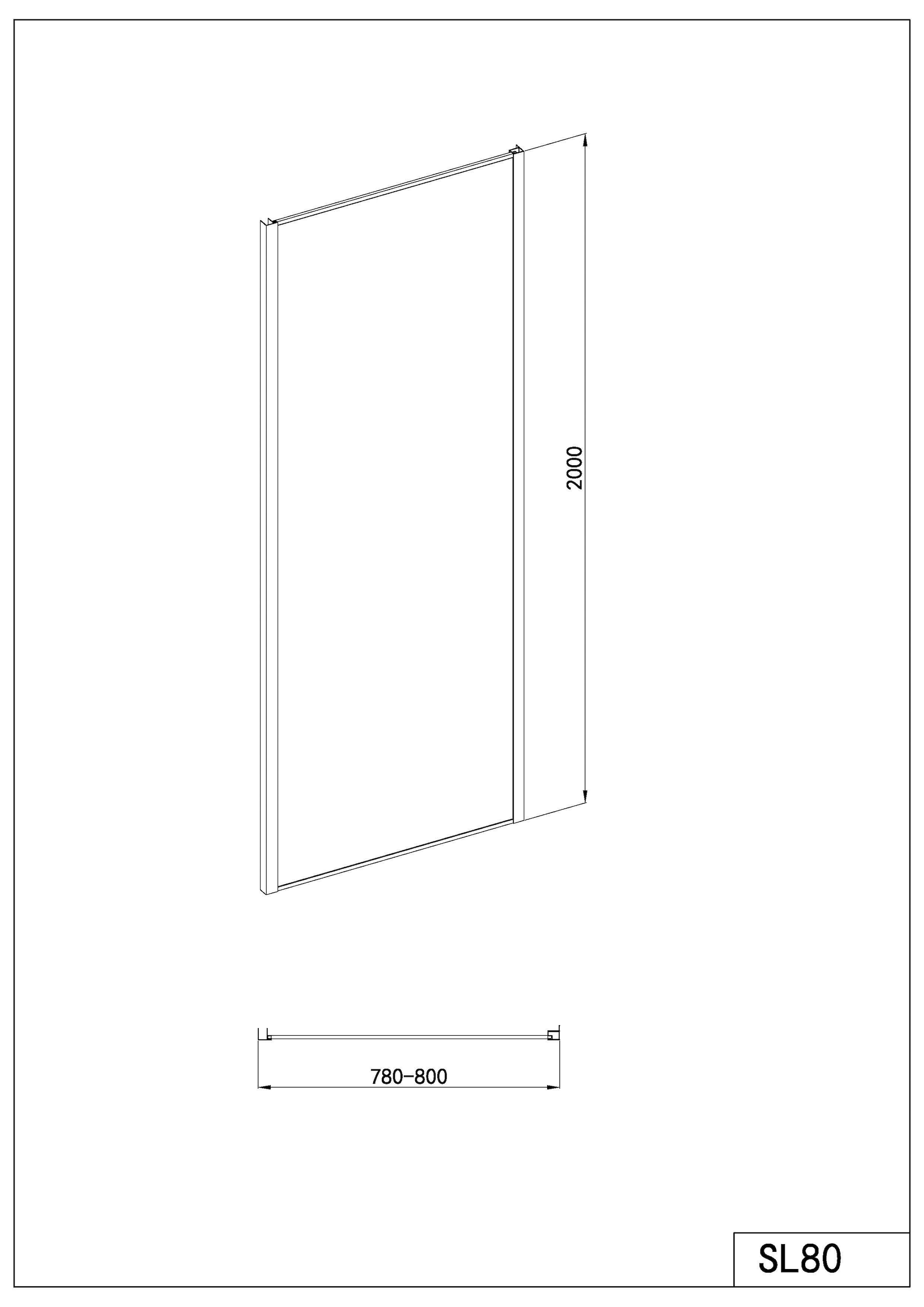 Sanotechnik Duschwand »Sanotechnik SlimLine Fixglas schwarz« Easy Clean Beschichtung