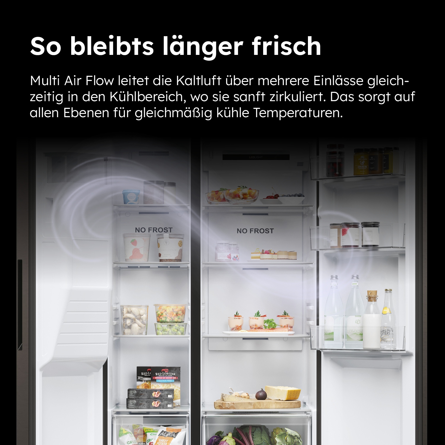 Haier Side-by-Side SBS 90 Series 5 »HSR5918DIPB«, 178 cm hoch, 91 cm breit, Nutzinhalt: 511 Liter, Multi Airflow