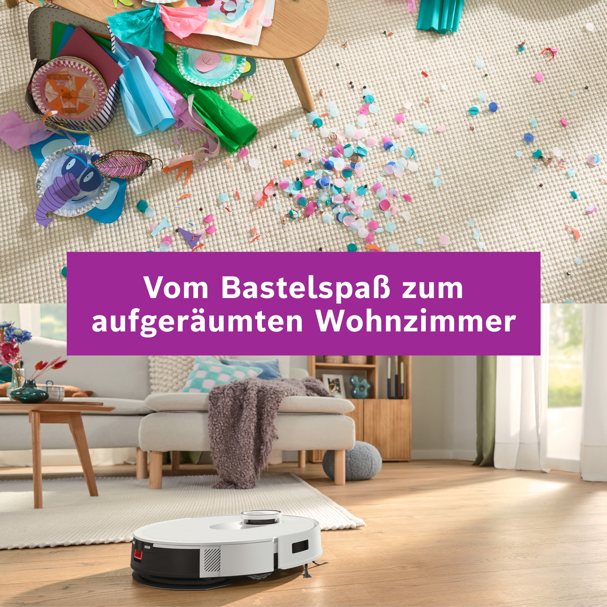 BOSCH Saugroboter »Spotless BCRD2W, Saugroboter mit Wischfunktion, 11.000 Pa Saugkraft« Trocken-Servicestation, Infrarot Navigation, Carbon Bürste