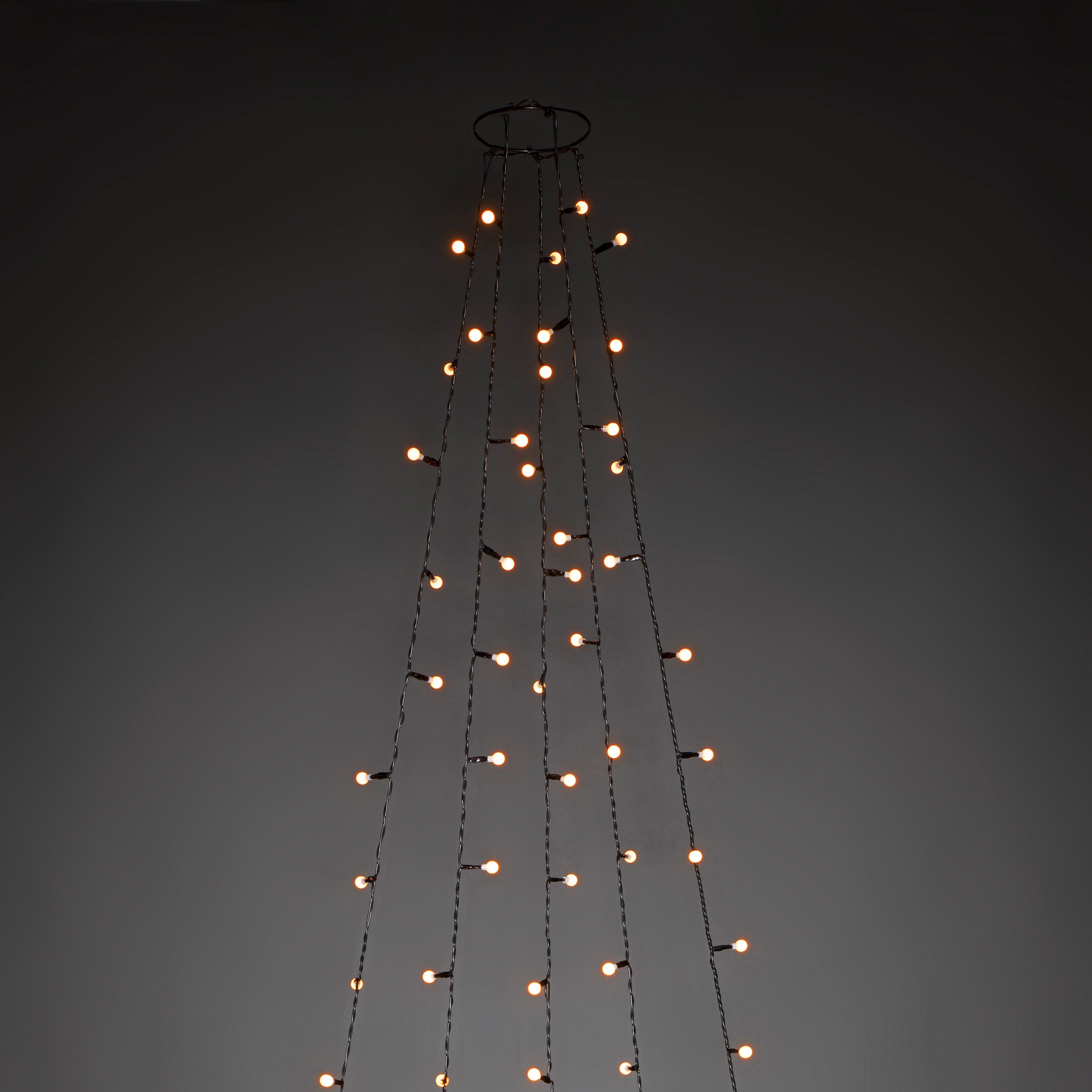 KONSTSMIDE LED-Baummantel, 150 St.-flammig, LED Lichterkette mit Ring Ø 11, mit Globes, 5 Stränge à 30 Dioden