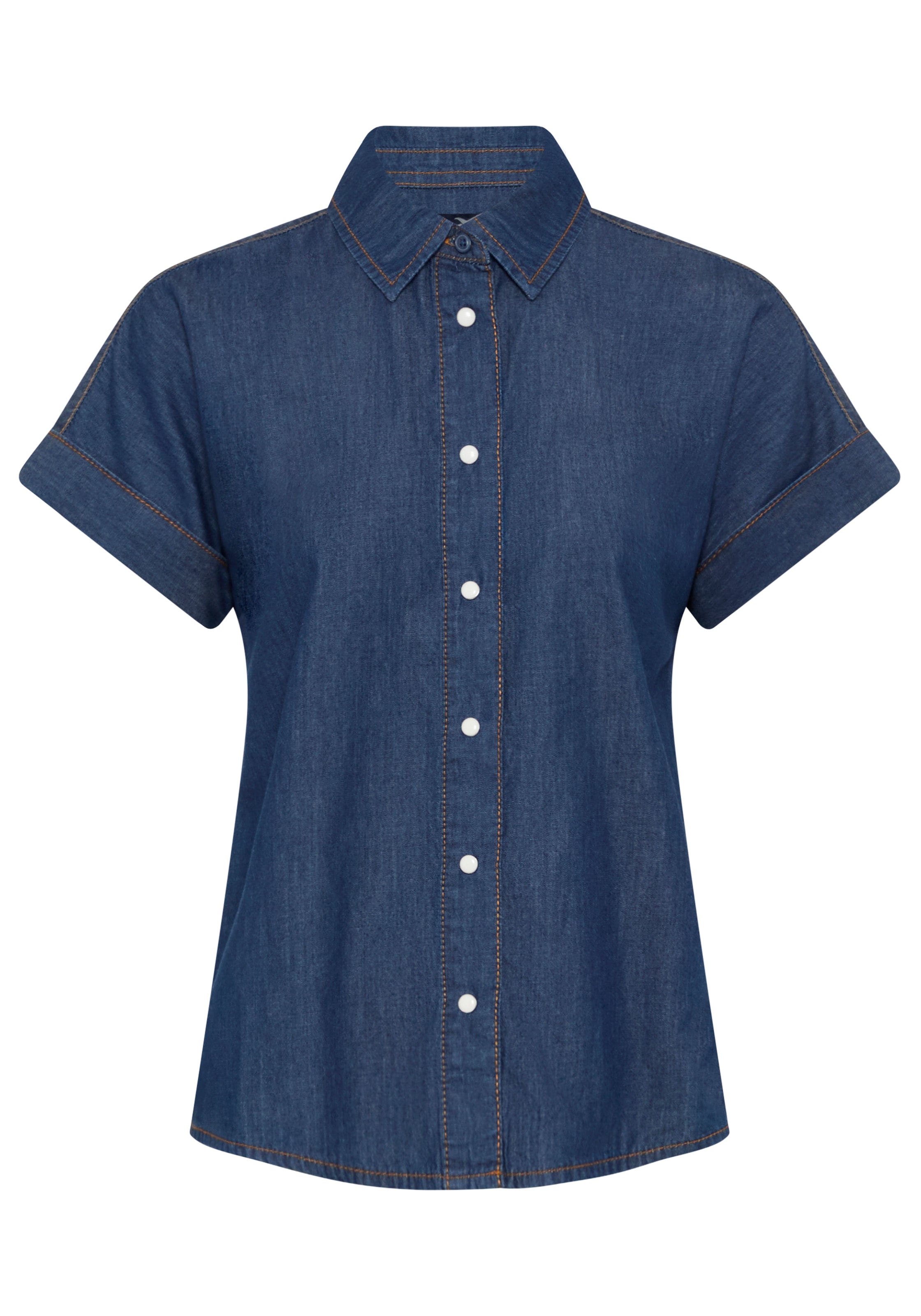 Arizona Jeansbluse »halbarm« mit Hemdblusenkragen, Comfort Fit, auch in großen Größen