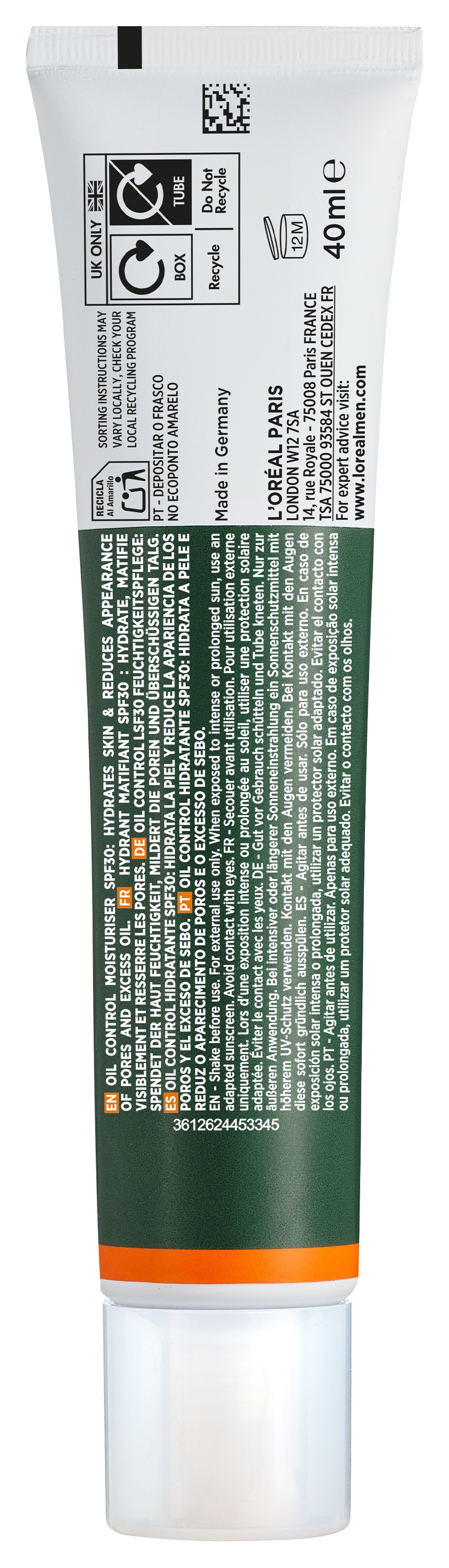 L'ORÉAL PARIS MEN EXPERT Pflegestift »L'Oréal Men Expert Derma Control Oil-Control Feuchtigkeitspflege«, LSF 30, behandelt fettige und zu Unreinheiten neigende Haut.