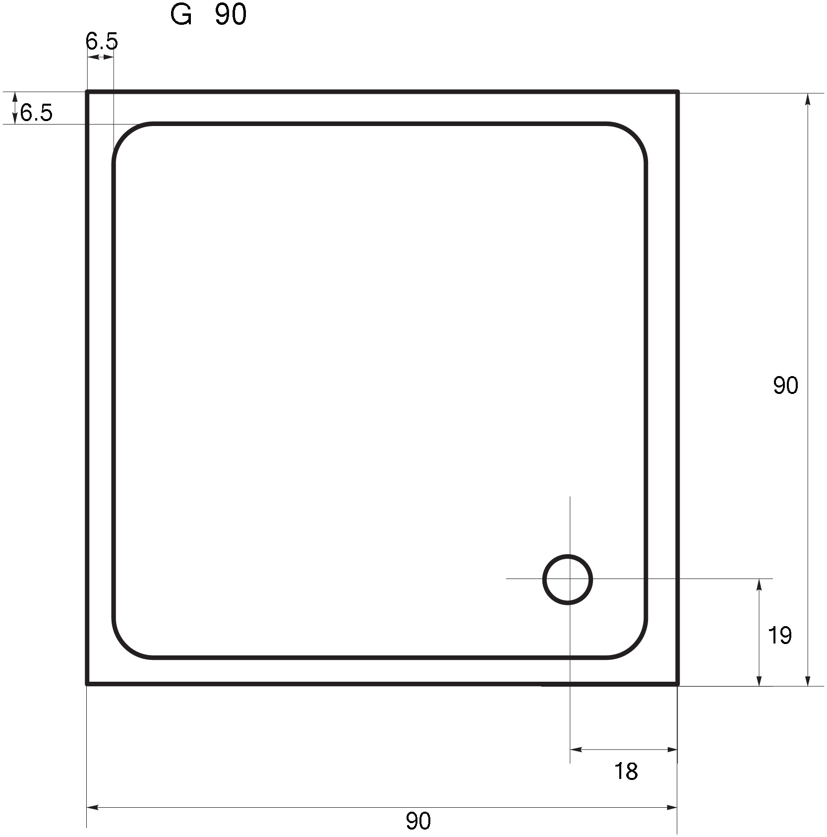 Sanotechnik Eckduschwanne »Venus« LxBxH: 90x90x5,5cm