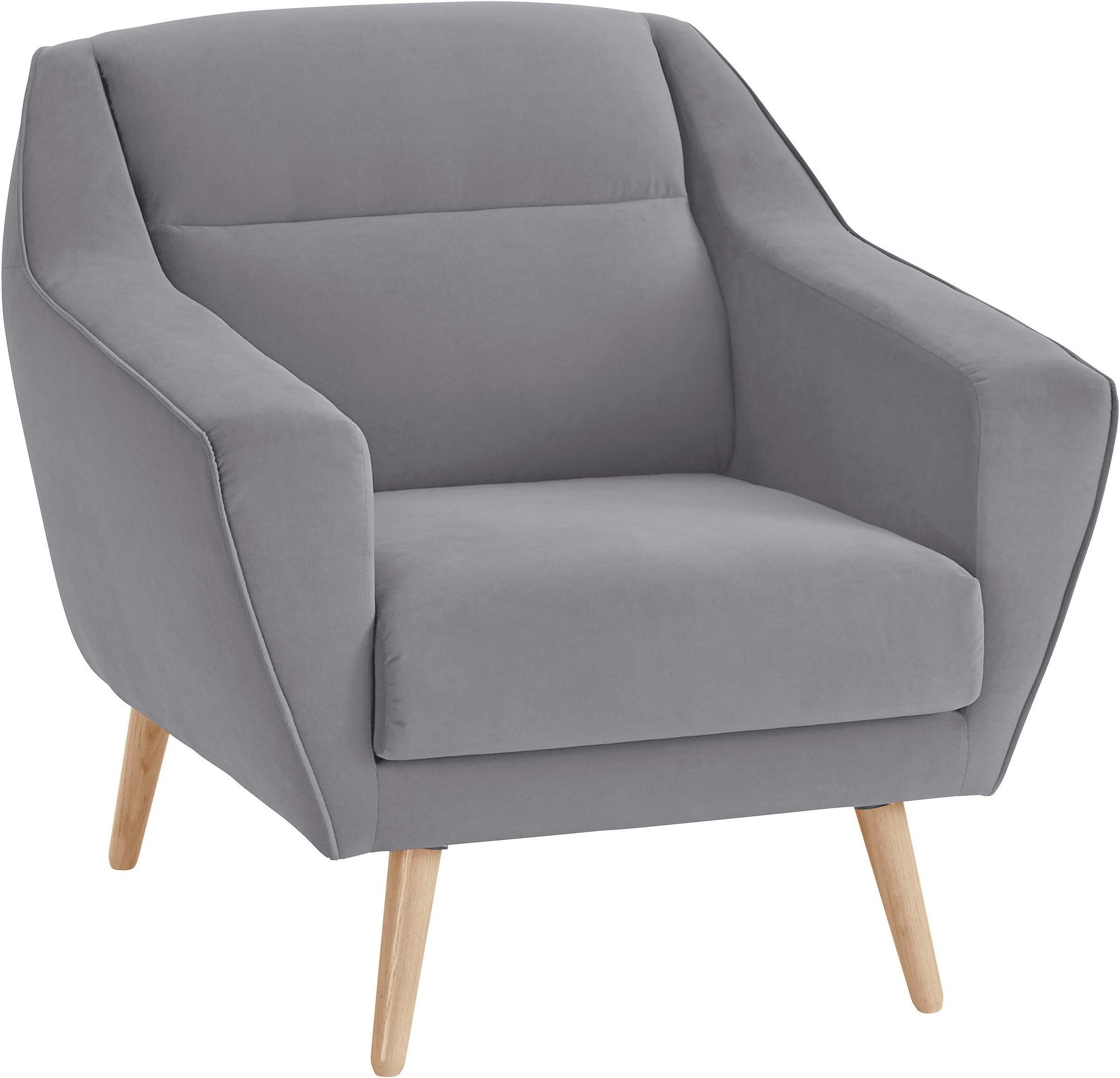 OTTO home Sessel »Bille« mit Naht im Rückenkissen und Eiche-Beinen, Design günstig online kaufen