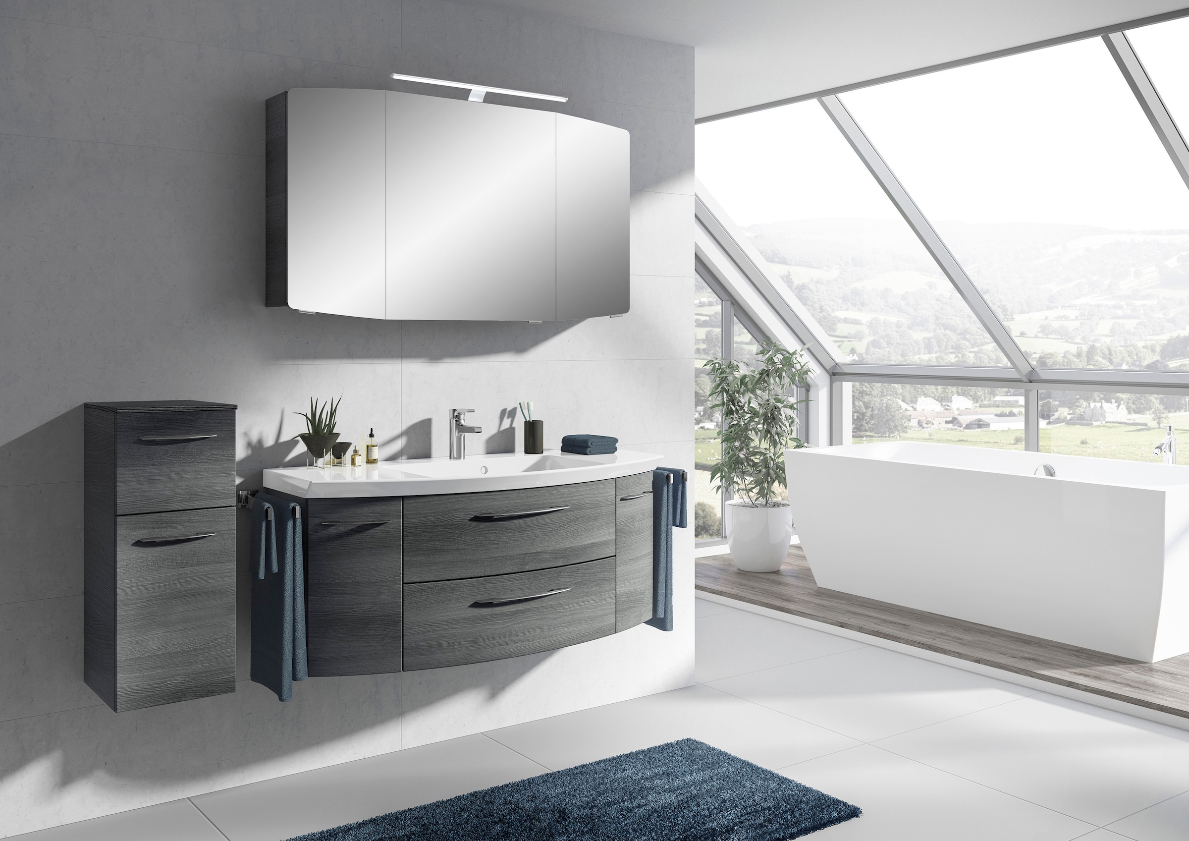 Saphir Badmöbel-Set »Cassca Sprint 3-teilig Mineralmarmor-Waschtisch mit LE günstig online kaufen