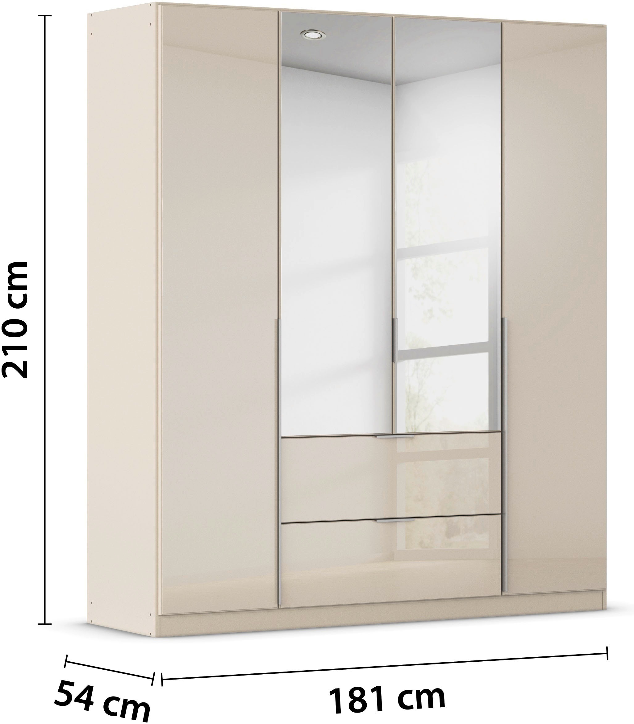 rauch Drehtürenschrank »Kleiderschrank Kleiderschränke Schrank Garderobe AGORDO mit Glasfront«, mit Außenschubkästen, in 6 Breiten und 2 Höhen MADE IN GERMANY