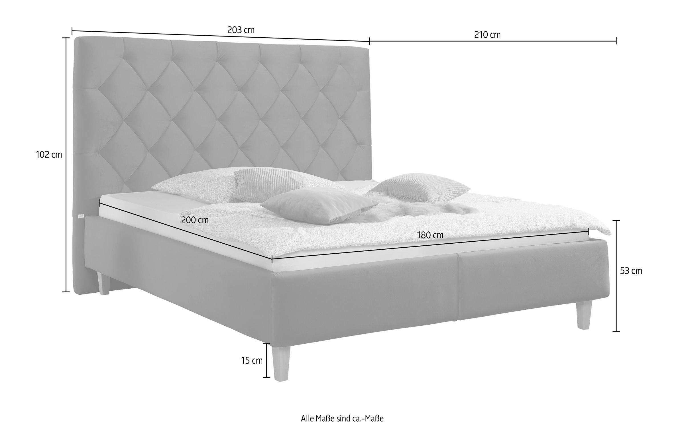 8. Bild von Guido Maria Kretschmer Home&Living Polsterbett »Sunley 140«, Kreuzsteppung, Kopfteilhöhe 142 cm, ohne oder mit Matratze/Lattenrost