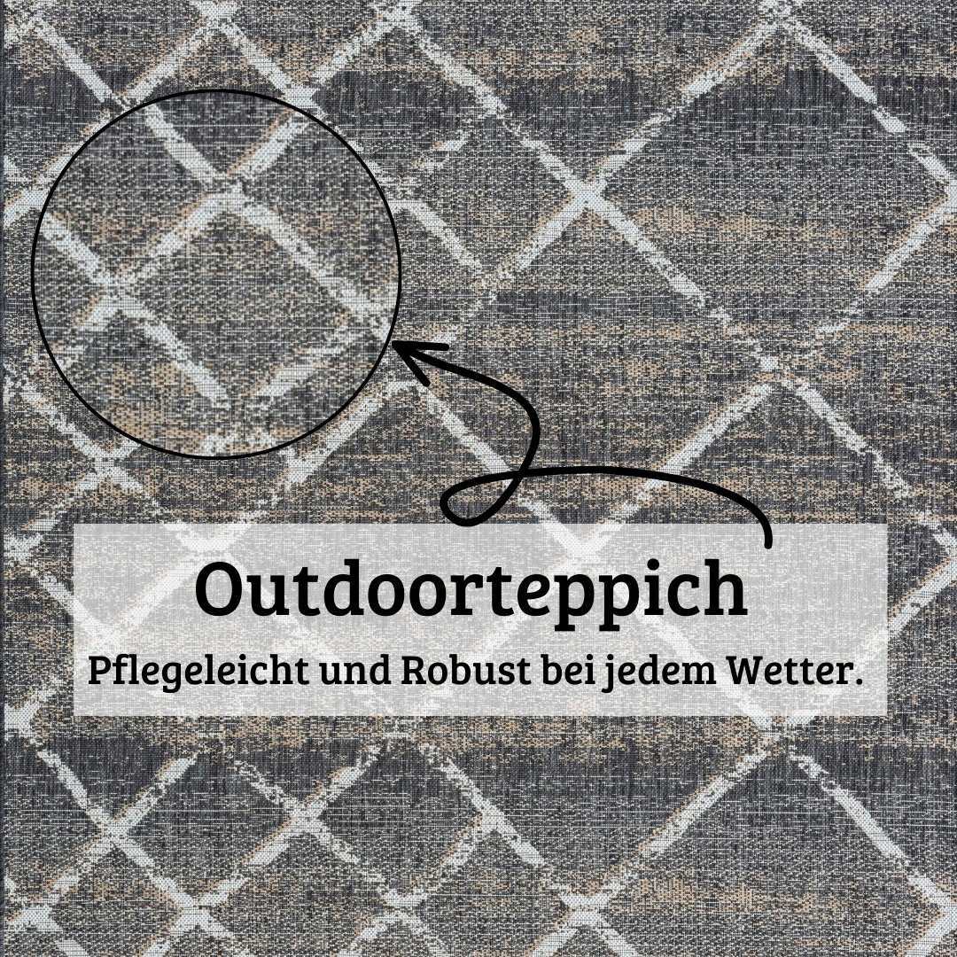 my home Teppich »Sorren Lagerräumung«, rechteckig, 8 mm Höhe, Rauten Muster, In- und Outdoor geeignet, Terrasse & Balkon