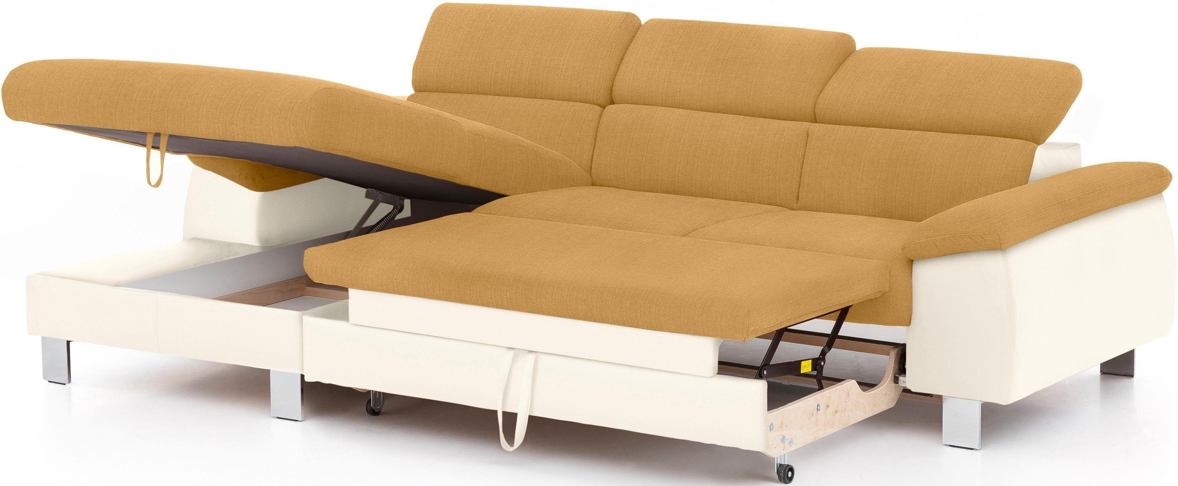 COTTA Polstergarnitur »Komaris L-Form«, (Set), Set bestehend aus: Ecksofa mit Kopfteilverstellung & Hocker