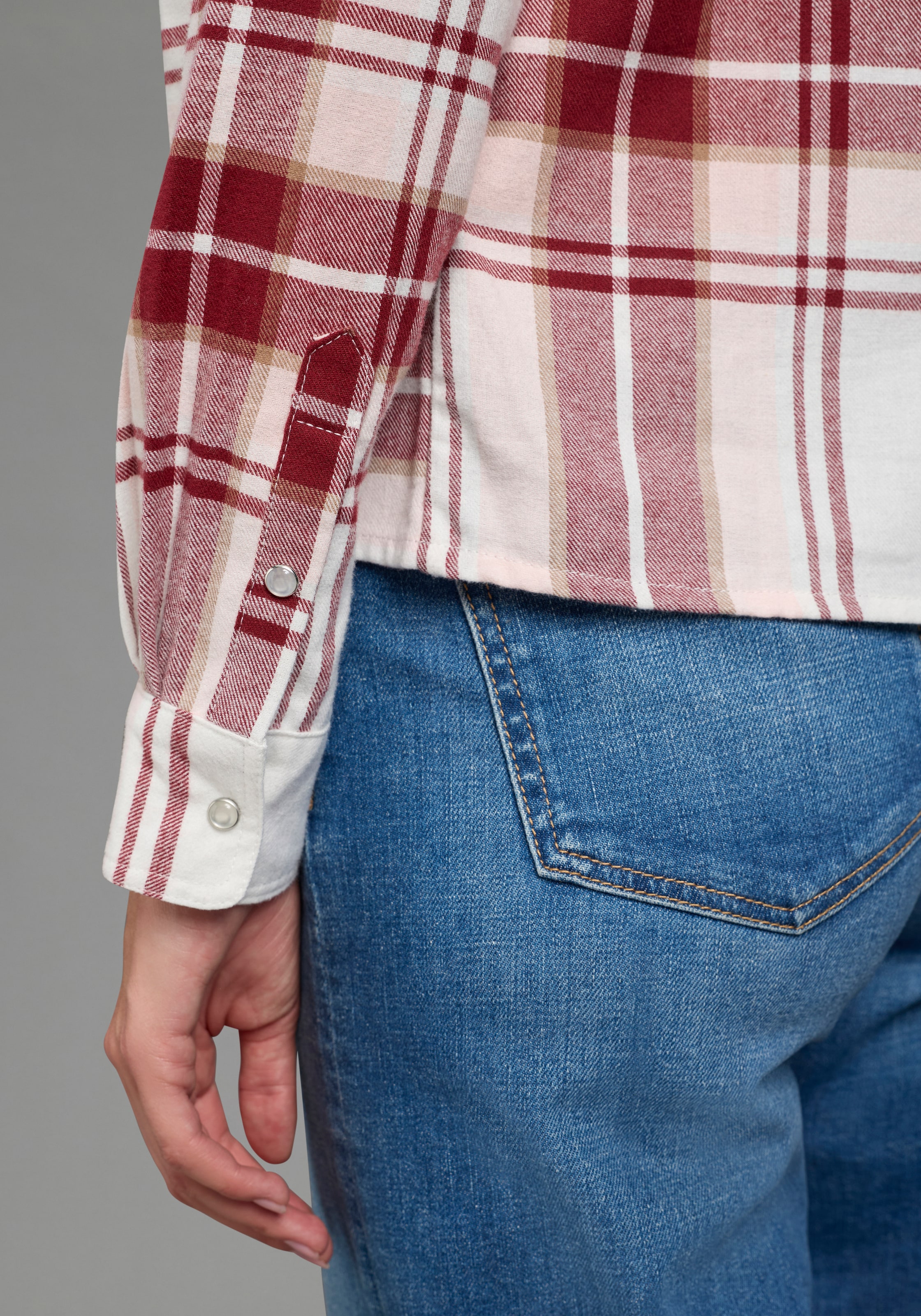 Laura Scott Hemdbluse Casual-Stil, mit Karomuster, aus kuschelweicher Flanell-Baumwolle