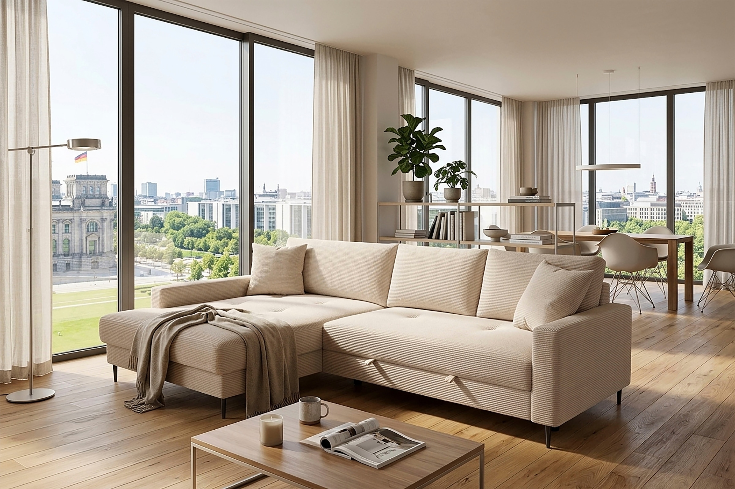 Trends by HG Ecksofa »Summer, B: 284 cm, mit Schlaffunktion und Wellenfederung«