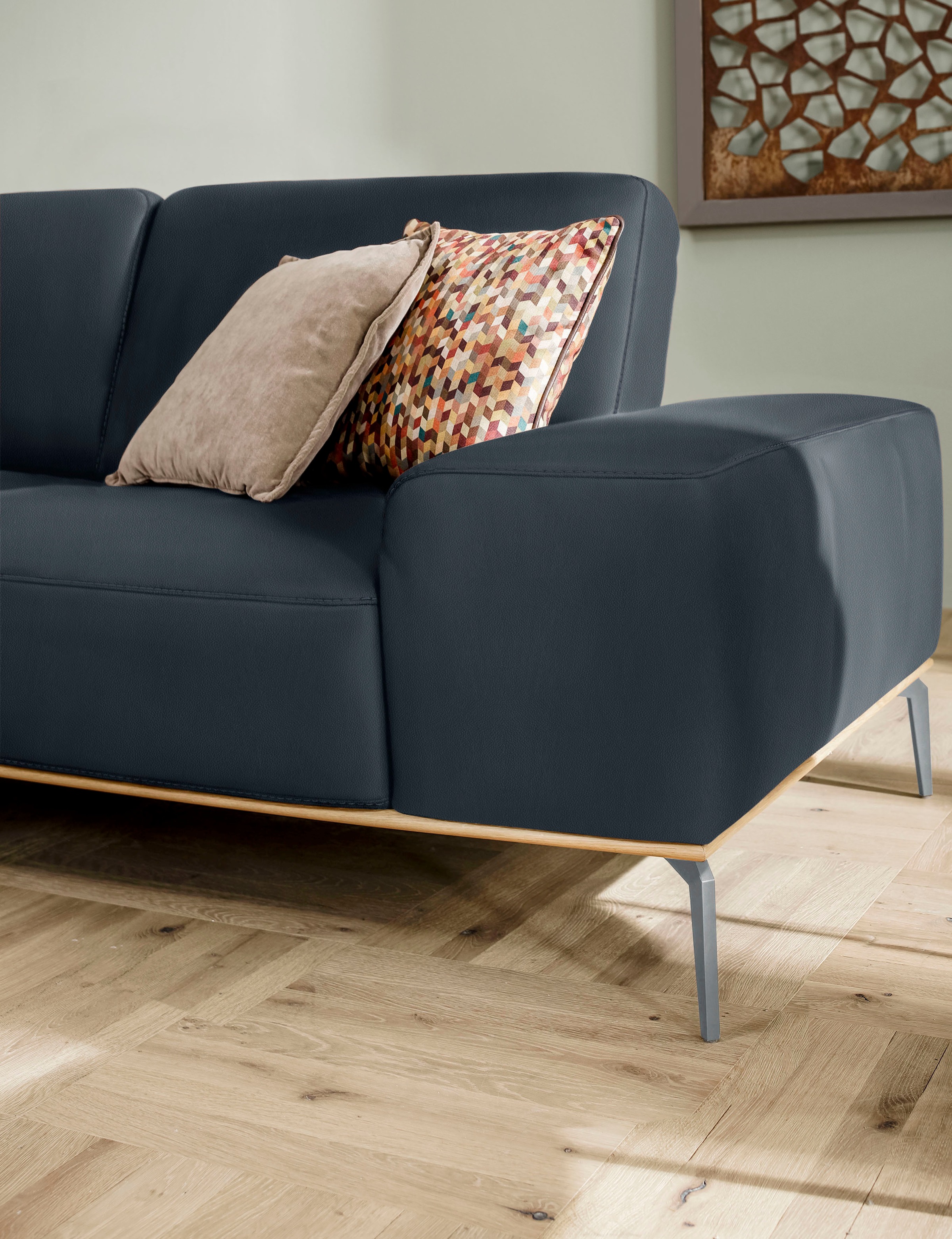 W.SCHILLIG Ecksofa »run, Designsofa mit tollem Sitzkomfort, bequem, L-Form«, mit elegantem Holzsockel, Füße in Silber matt, Breite 319 cm