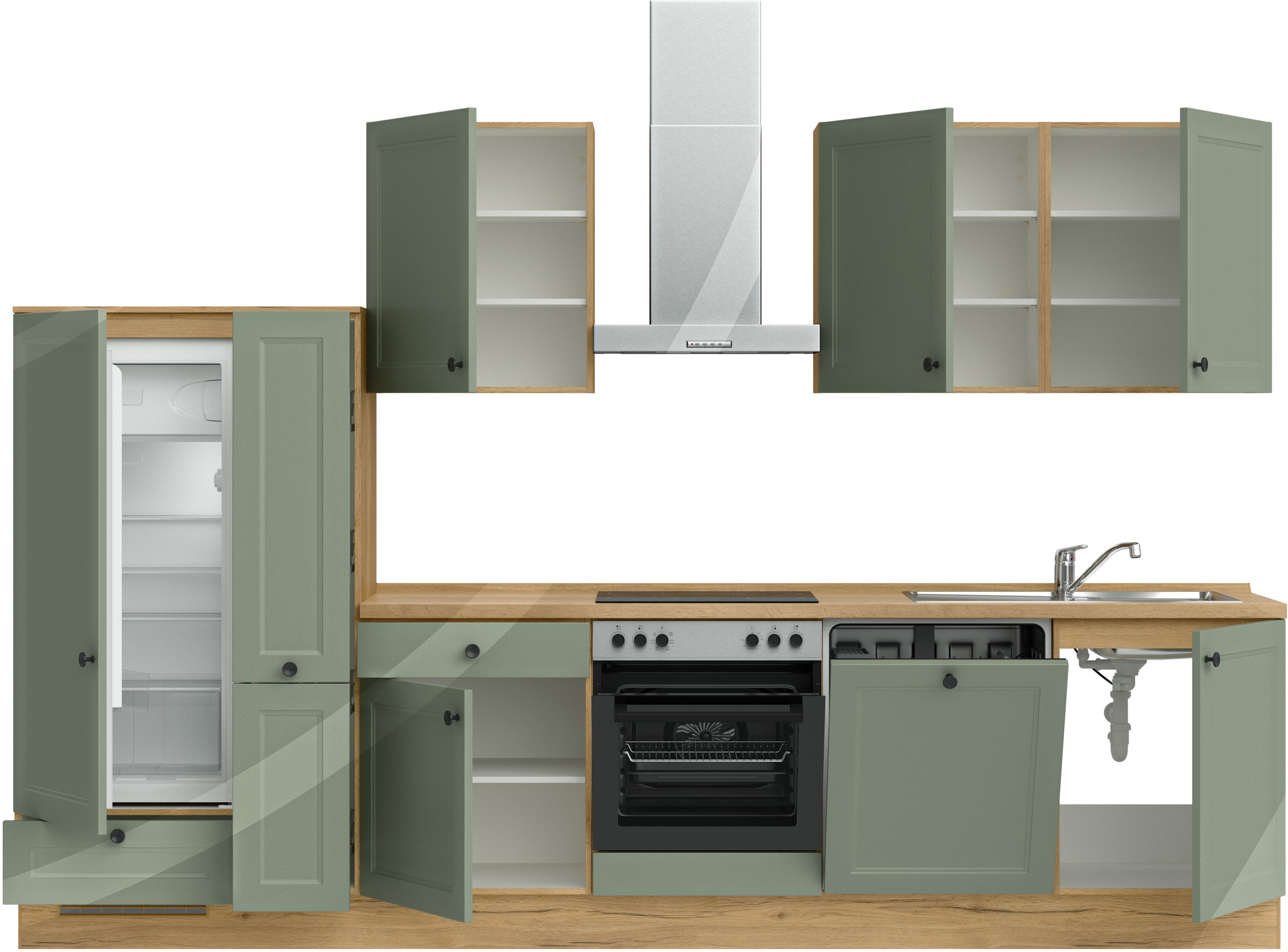 nobilia® Küchenzeile »"Cascada I"«, vormontiert, Ausrichtung wählbar, Breite 330 cm, wahlw. mit E-Geräten